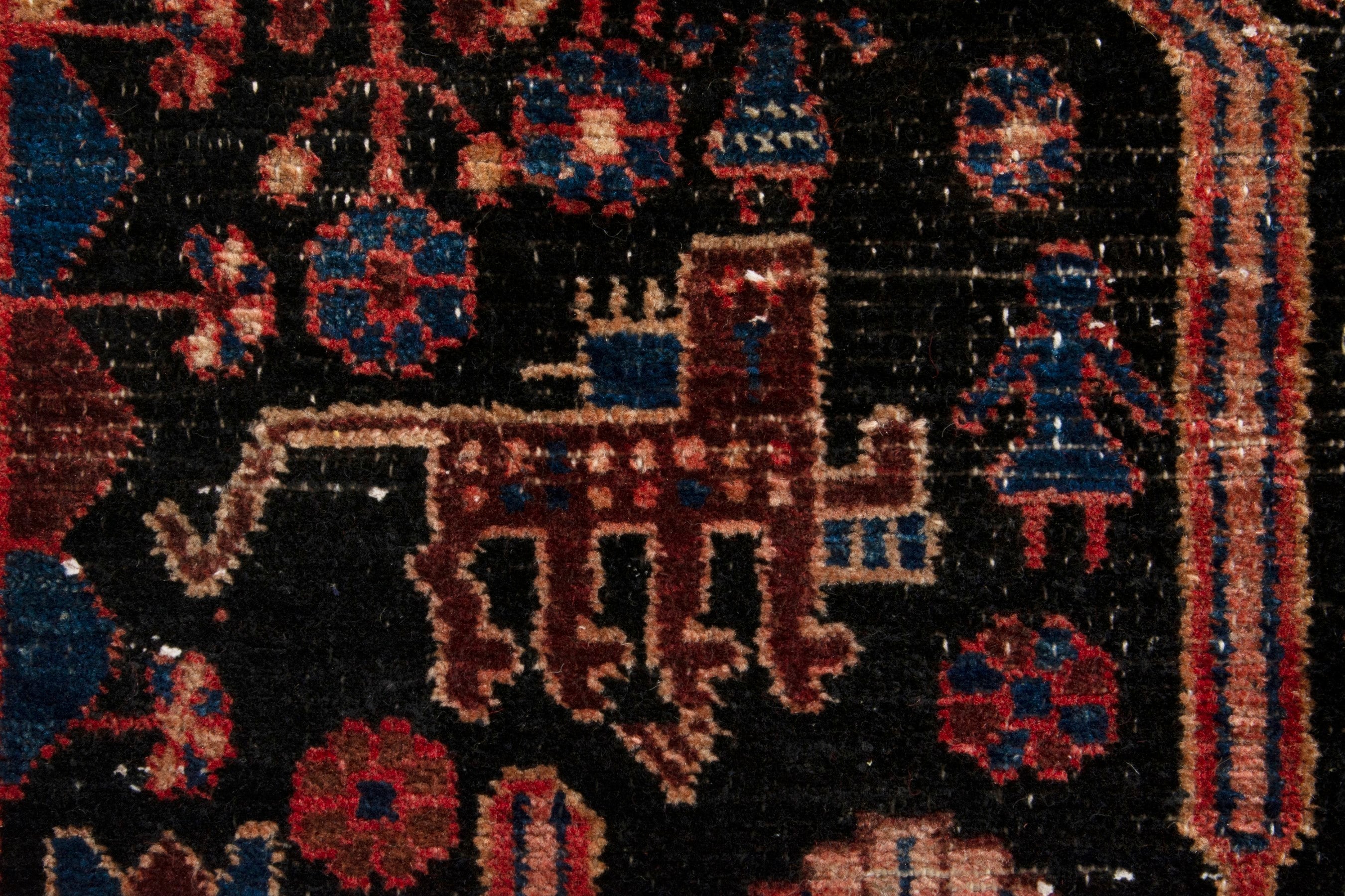 Persian Nahavand area rug in burgundy and dark blue, view 13 of 19