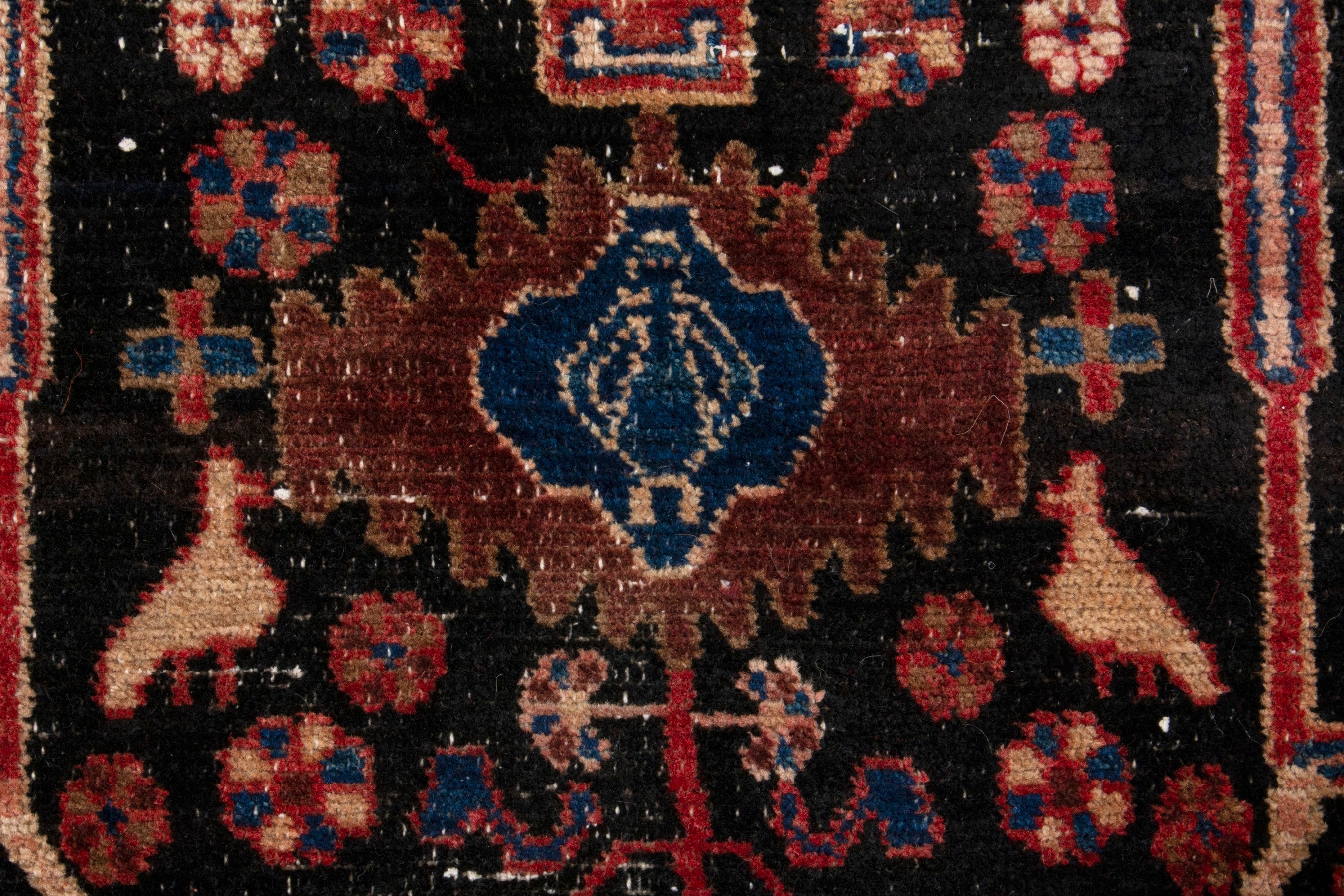 Persian Nahavand area rug in burgundy and dark blue, view 15 of 19