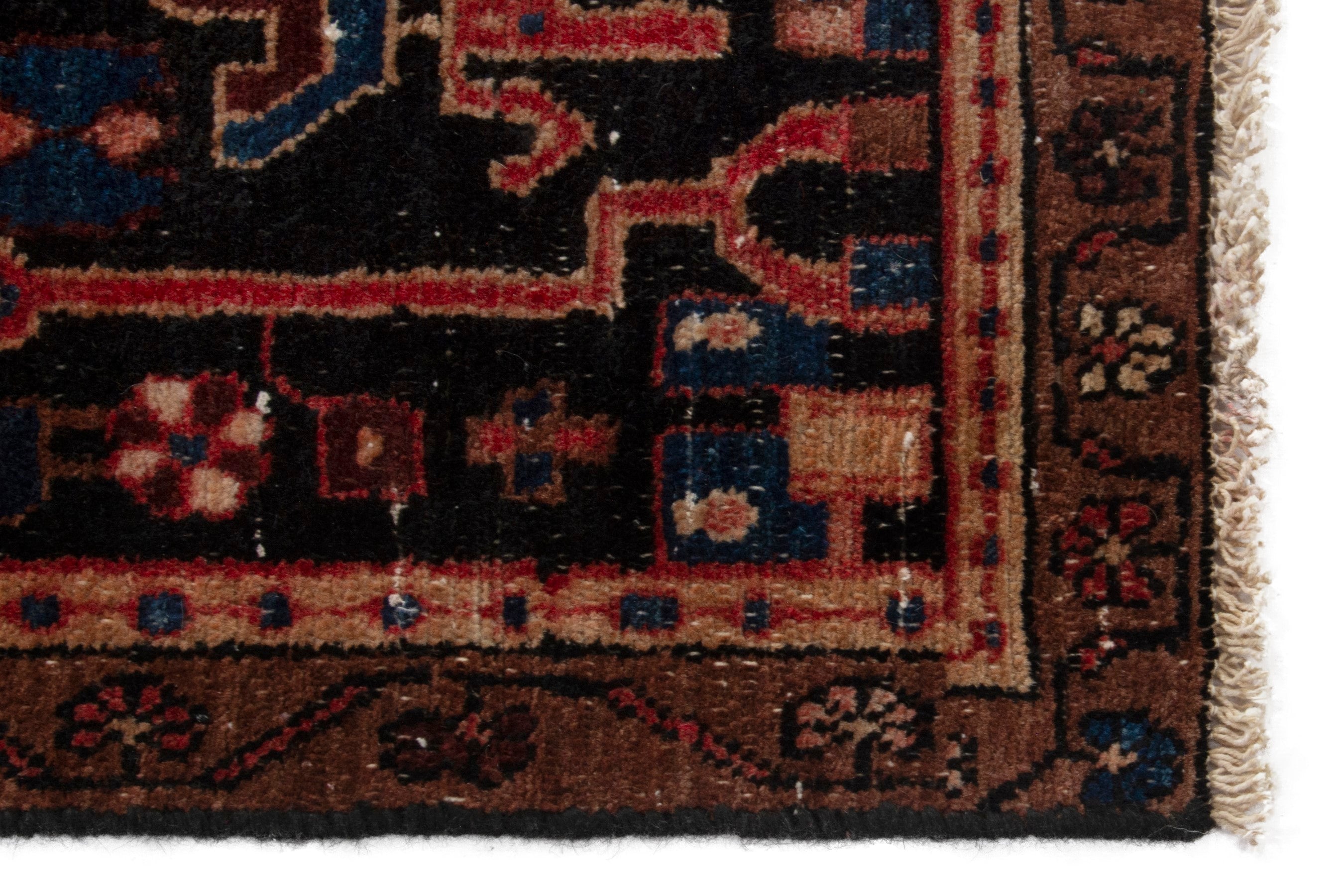 Persian Nahavand area rug in burgundy and dark blue, view 5 of 19