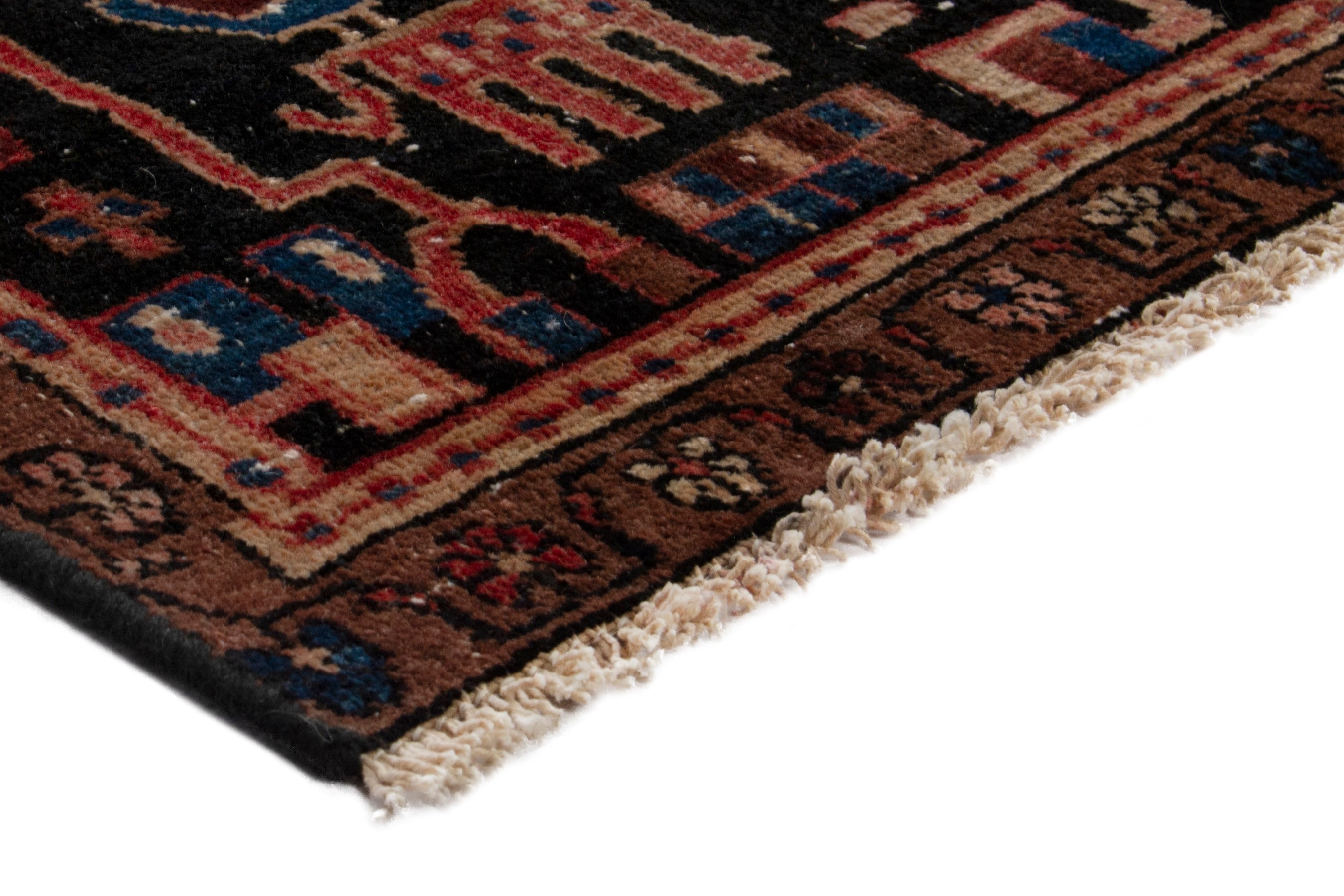 Persian Nahavand area rug in burgundy and dark blue, view 6 of 19