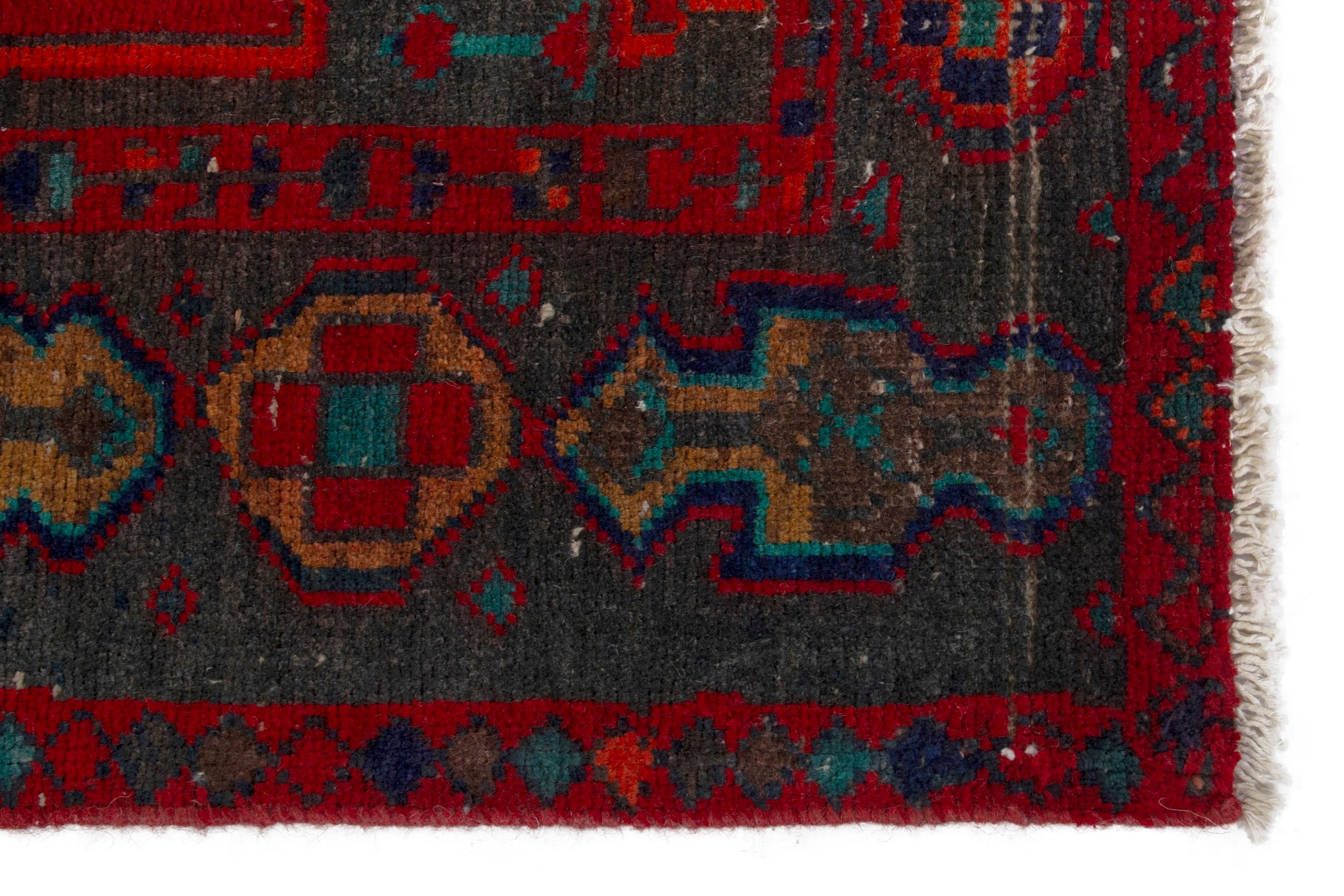 Persian Lori area rug in deep red and dark teal, view 5 of 19