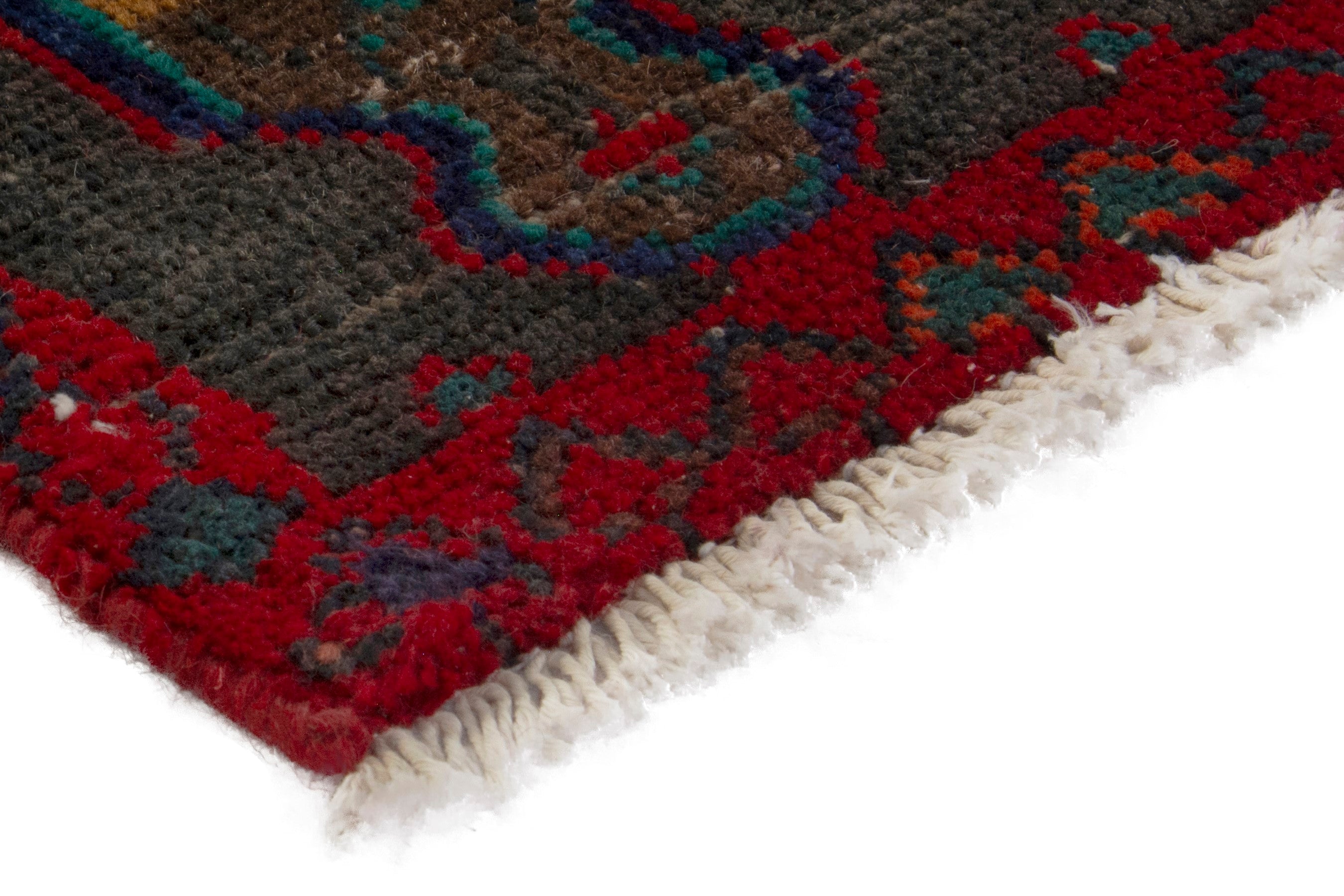 Persian Lori area rug in deep red and dark teal, view 6 of 19