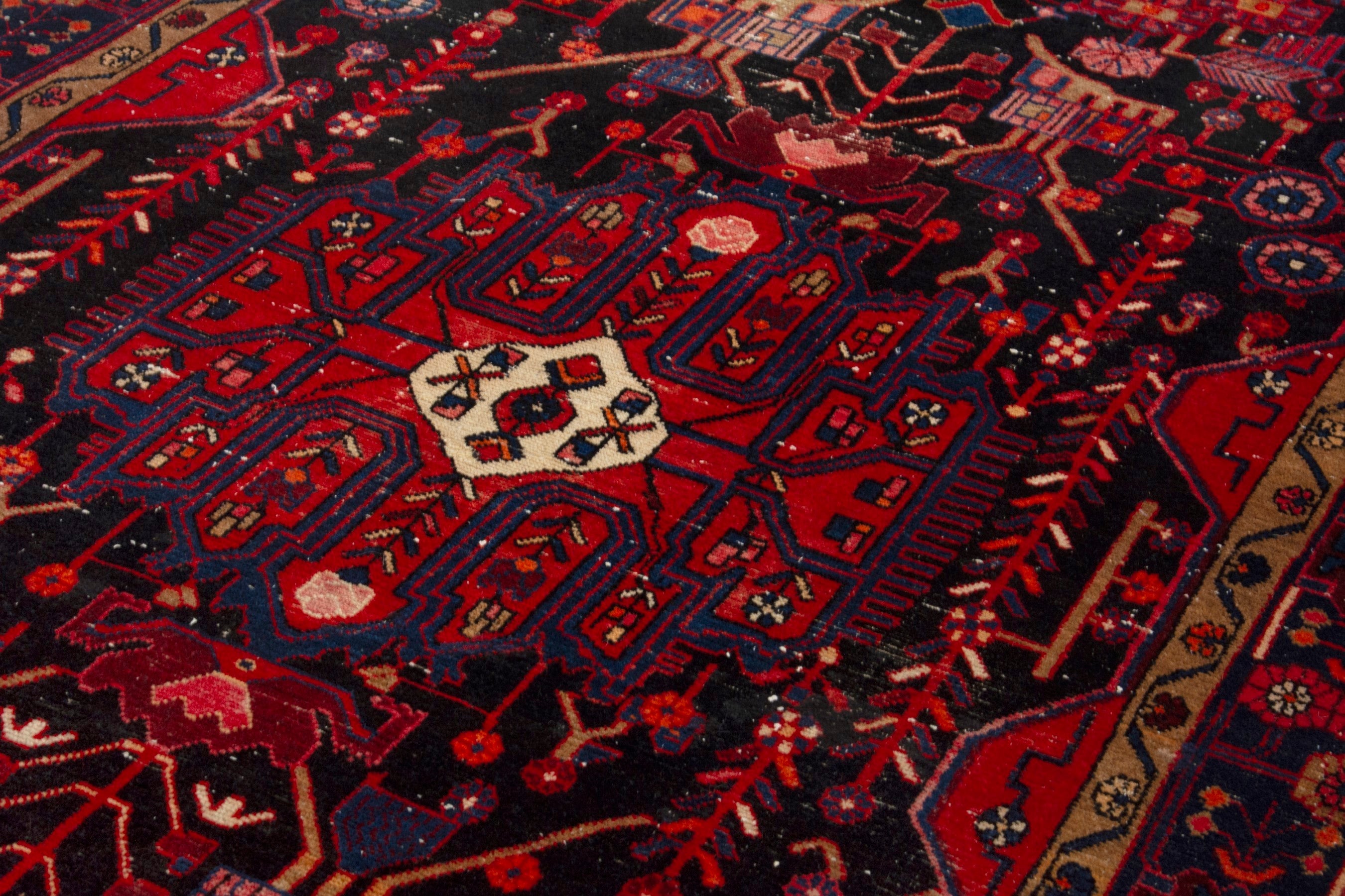 Persian Nahavand area rug in deep red and burgundy, view 10 of 19