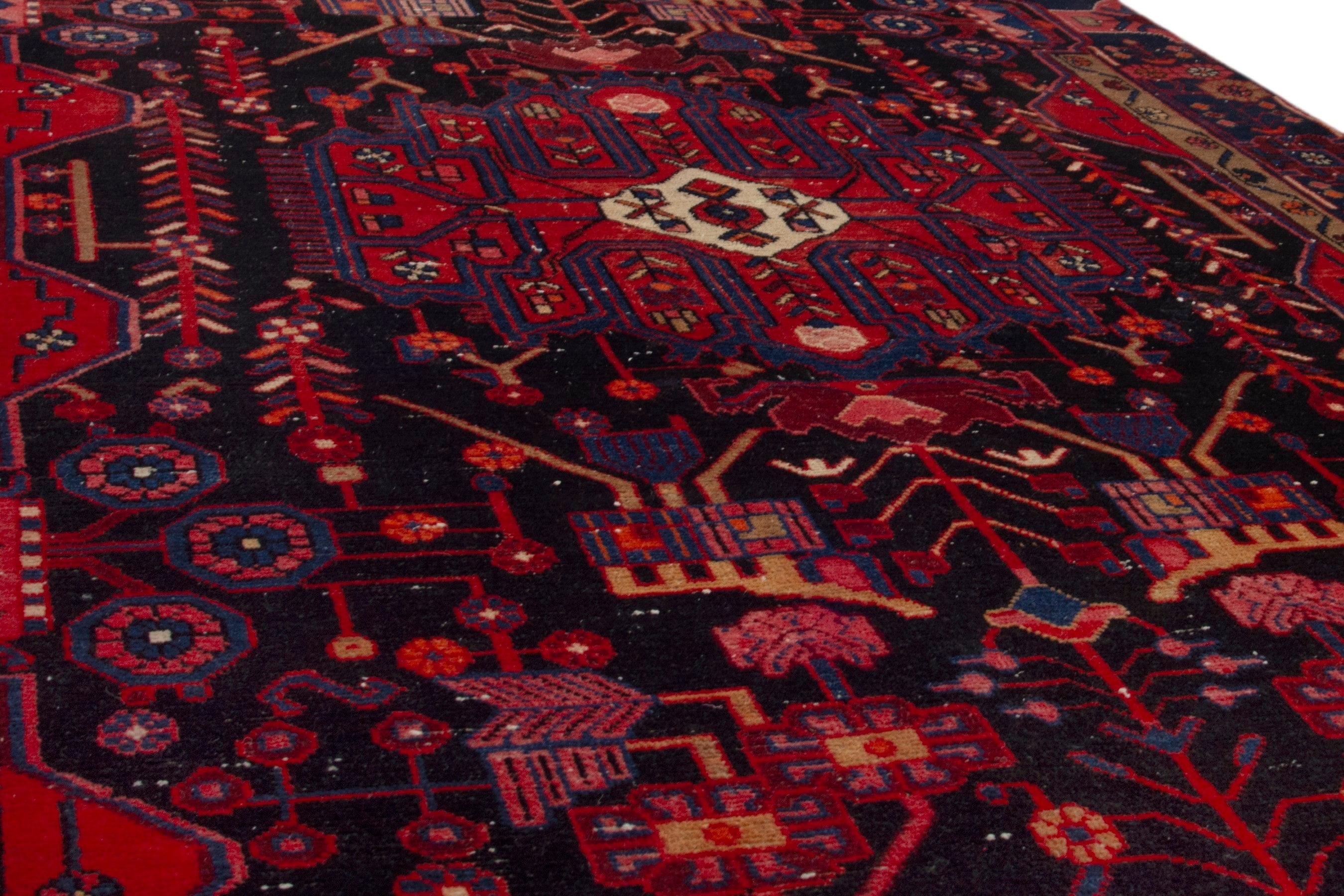 Persian Nahavand area rug in deep red and burgundy, view 11 of 19