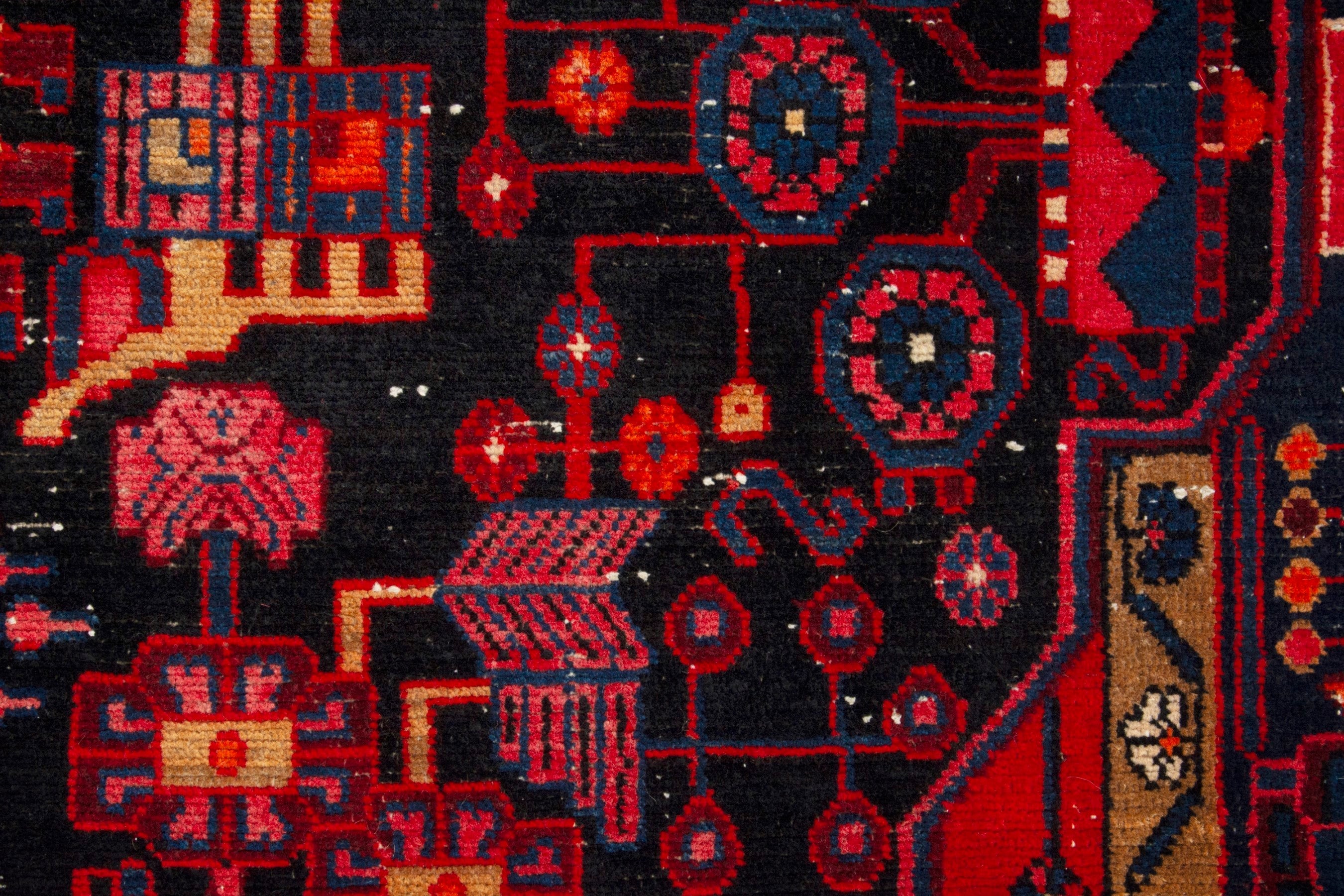 Persian Nahavand area rug in deep red and burgundy, view 13 of 19