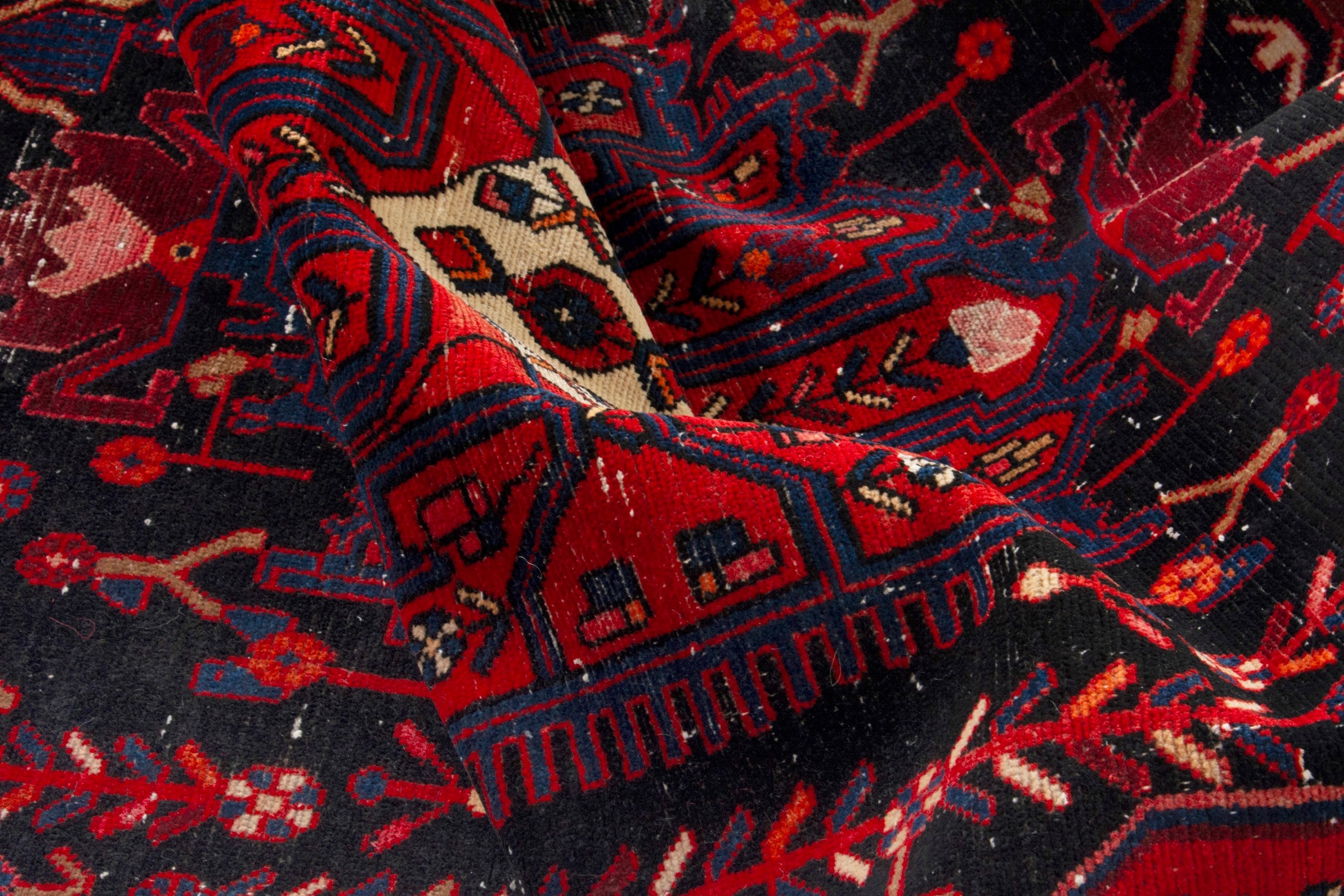 Persian Nahavand area rug in deep red and burgundy, view 16 of 19
