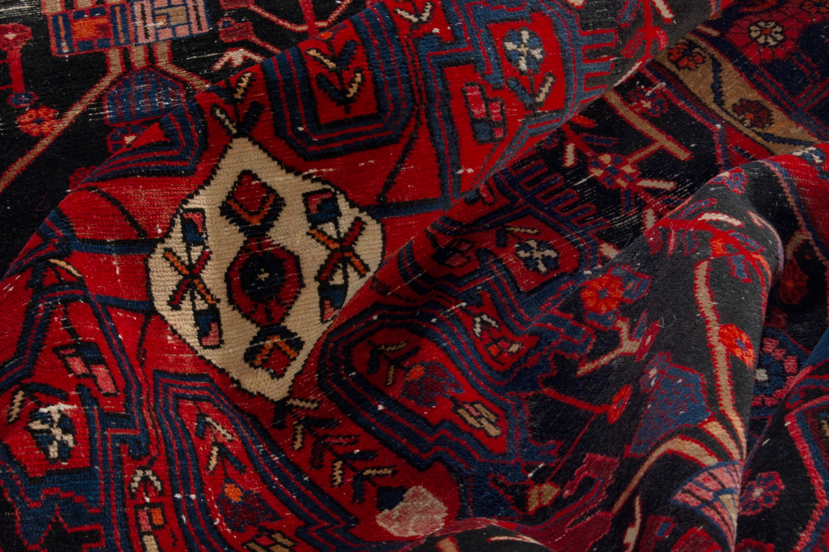 Persian Nahavand area rug in deep red and burgundy, view 17 of 19
