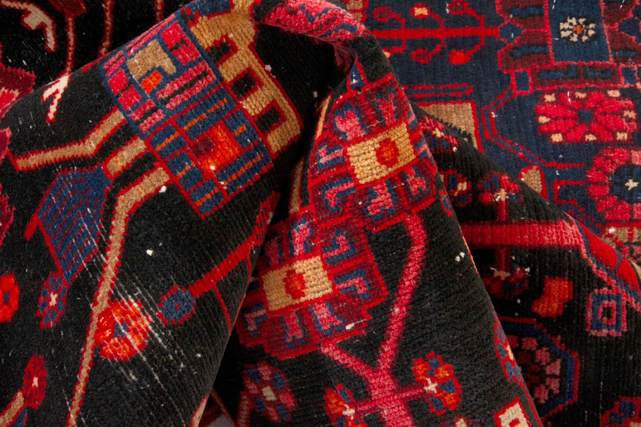 Persian Nahavand area rug in deep red and burgundy, view 18 of 19