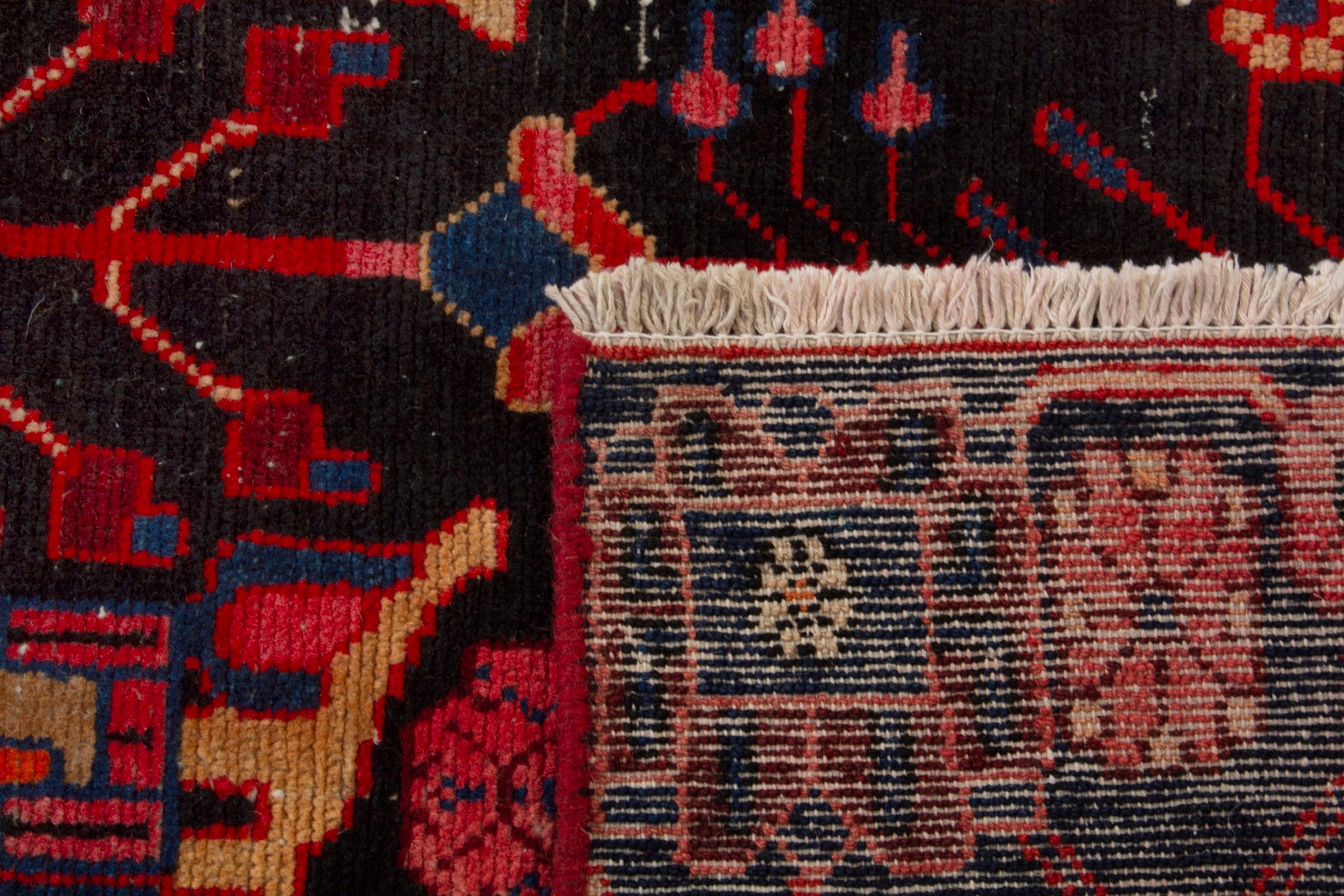 Persian Nahavand area rug in deep red and burgundy, view 19 of 19