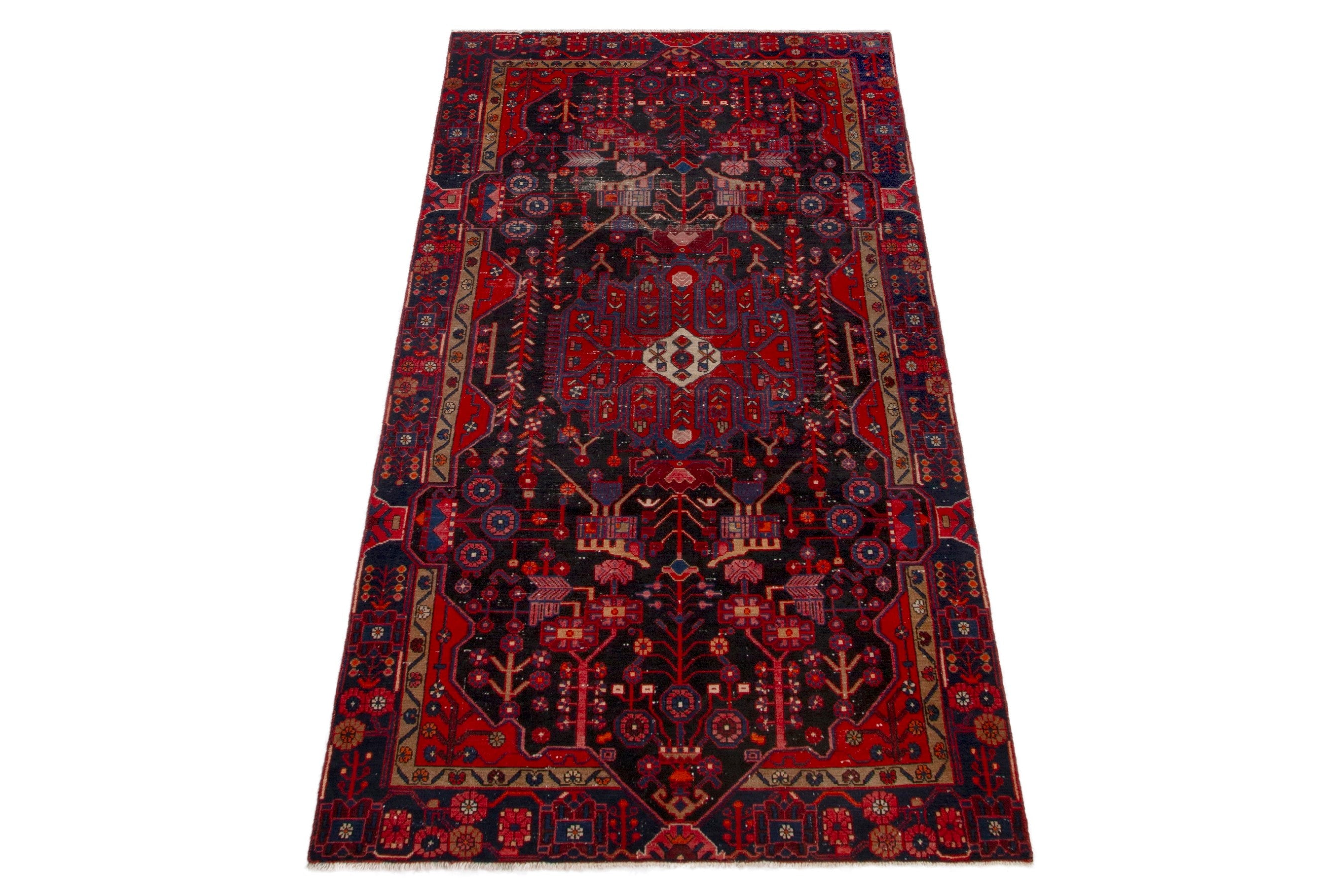 Persian Nahavand area rug in deep red and burgundy, view 2 of 19