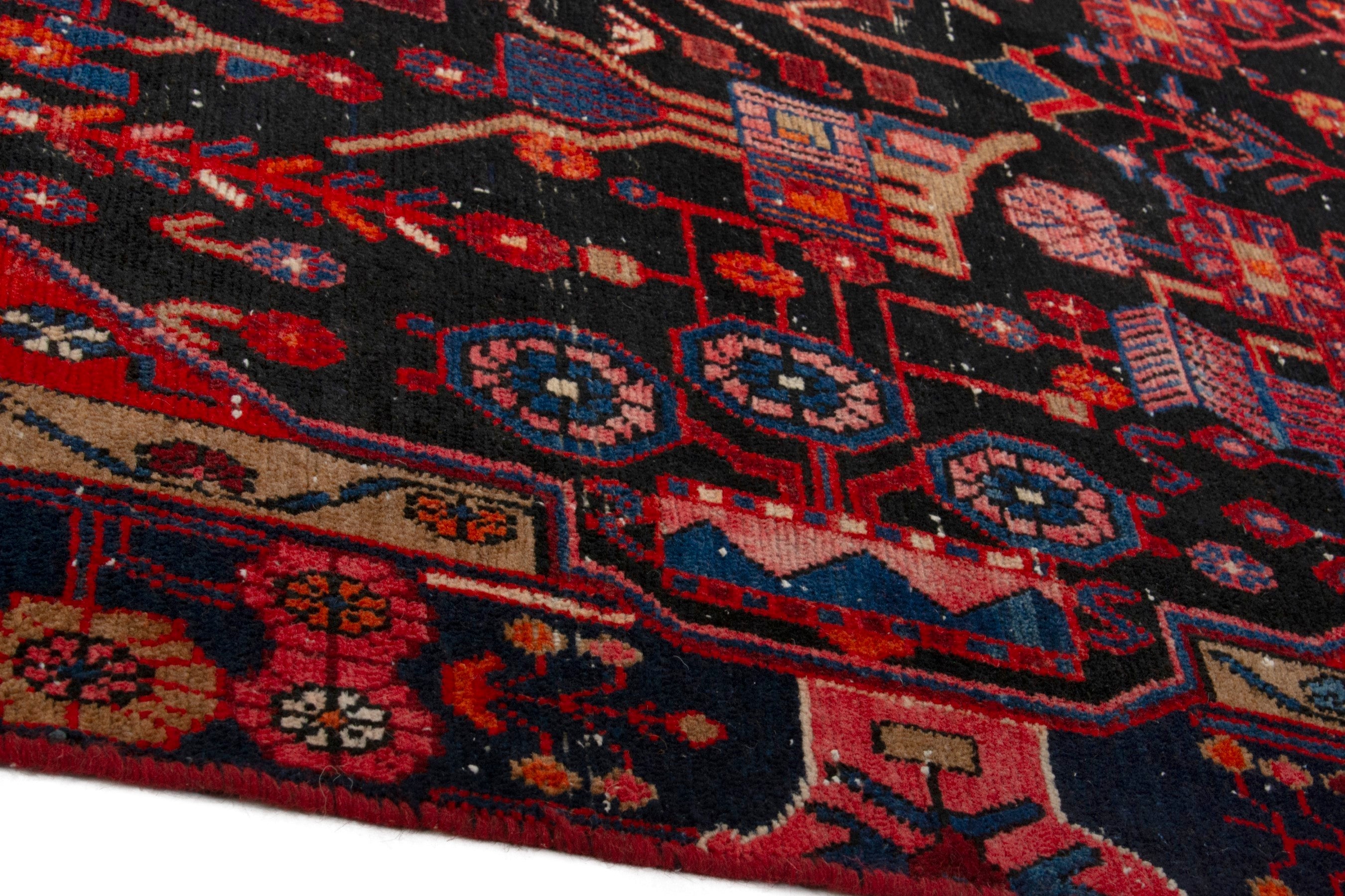 Persian Nahavand area rug in deep red and burgundy, view 9 of 19