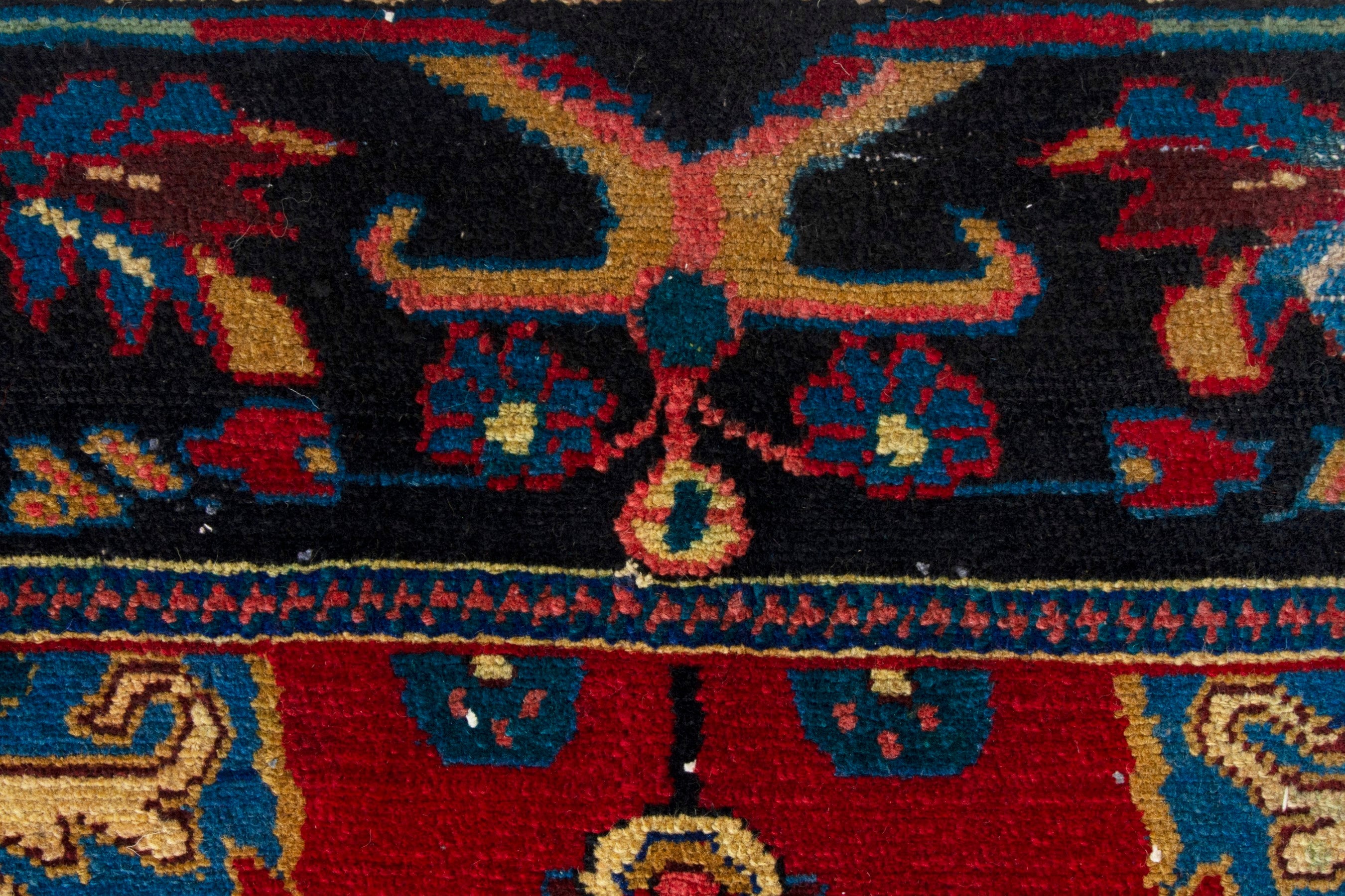Persian Hamedan area rug in deep red and navy, view 12 of 19
