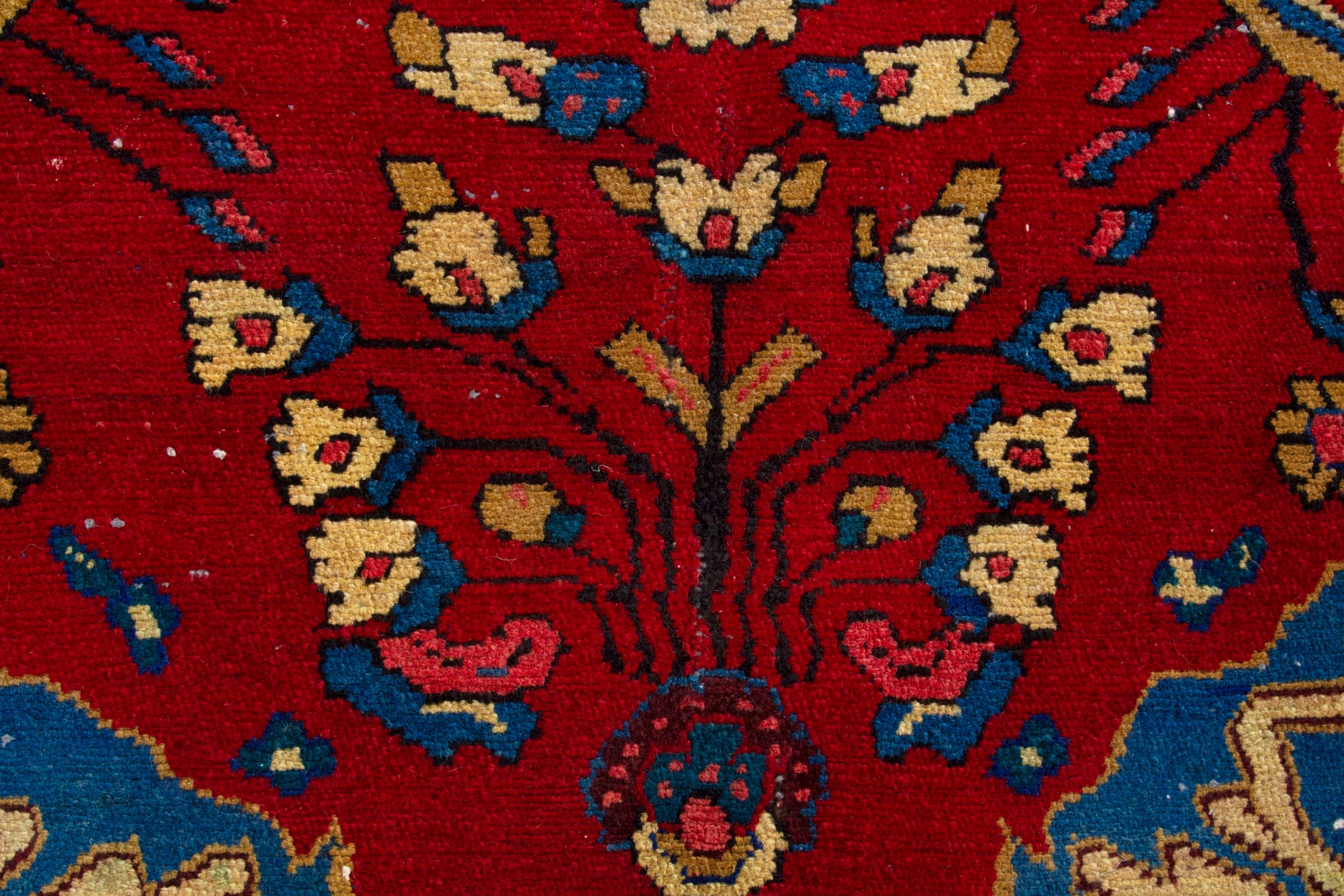 Persian Hamedan area rug in deep red and navy, view 13 of 19