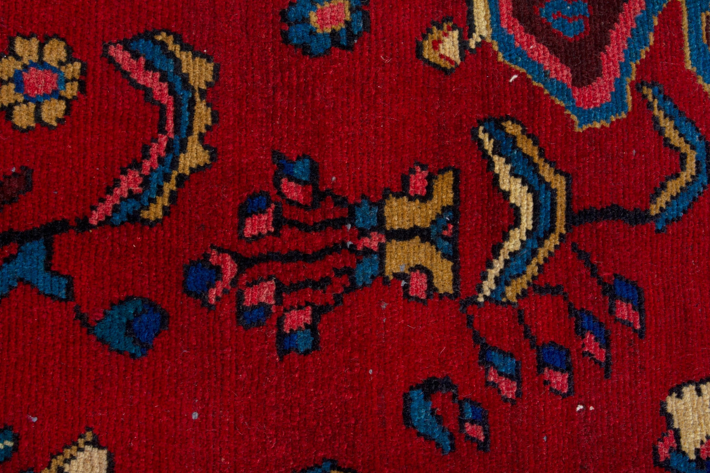 Persian Hamedan area rug in deep red and navy, view 15 of 19