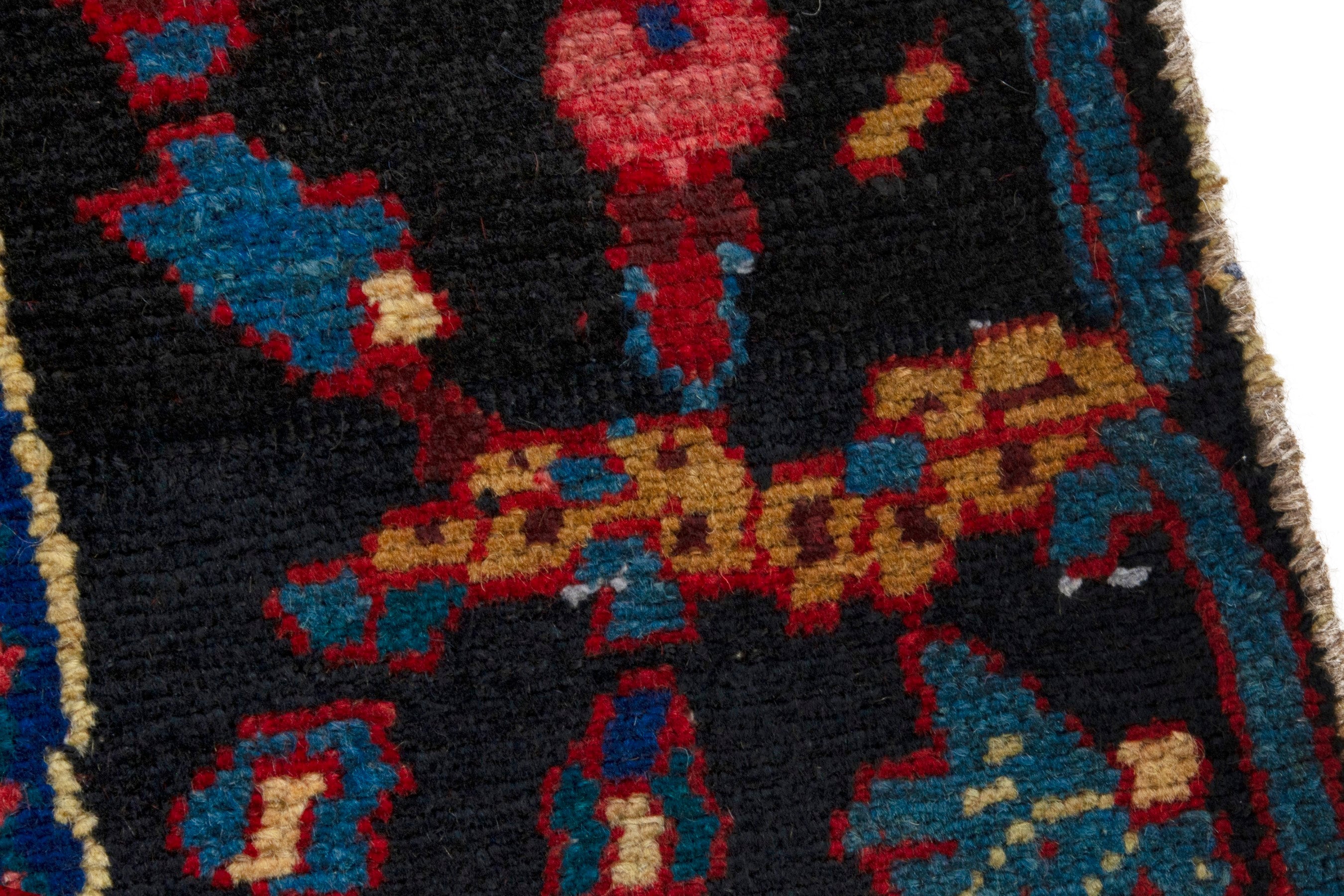 Persian Hamedan area rug in deep red and navy, view 8 of 19