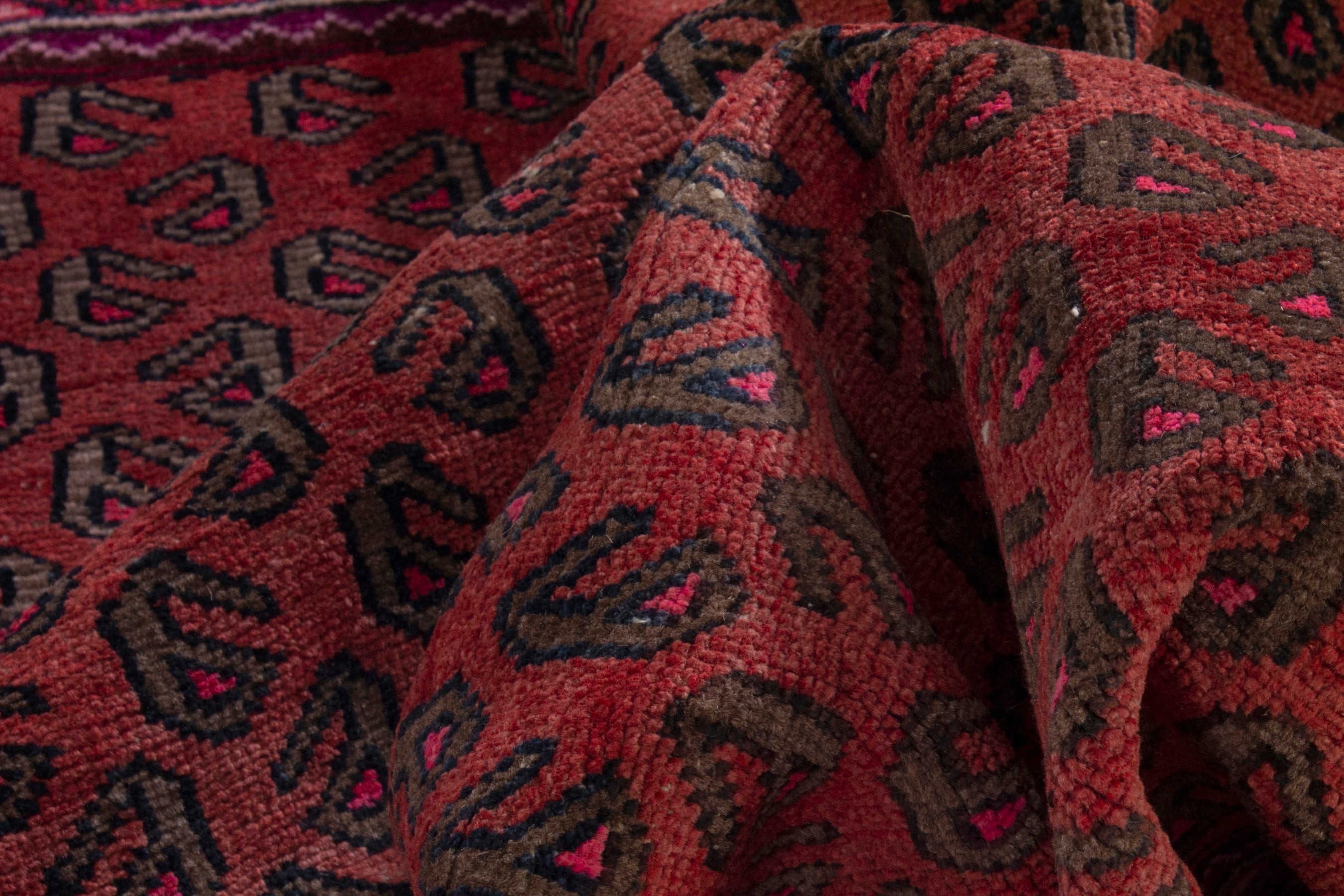Persian Lori area rug in deep red and burgundy, view 16 of 18