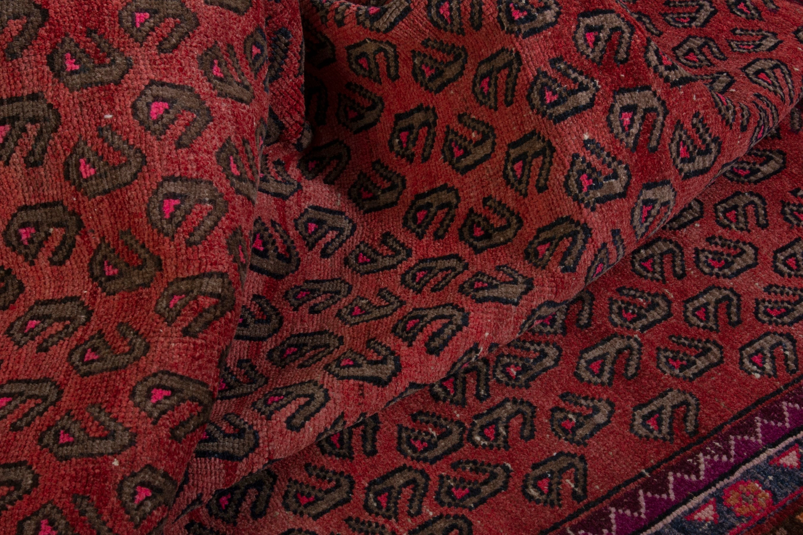 Persian Lori area rug in deep red and burgundy, view 17 of 18
