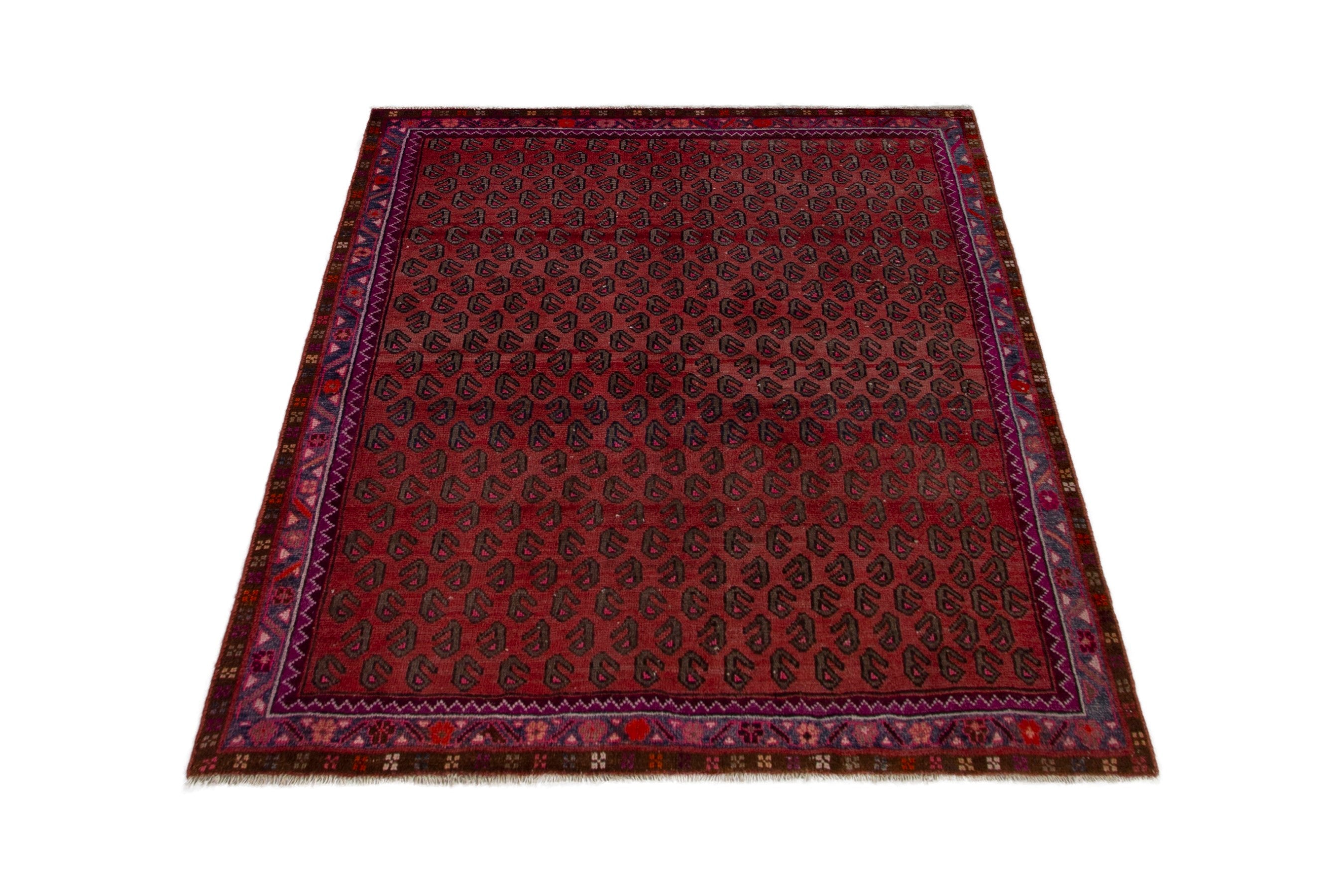 Persian Lori area rug in deep red and burgundy, view 3 of 18