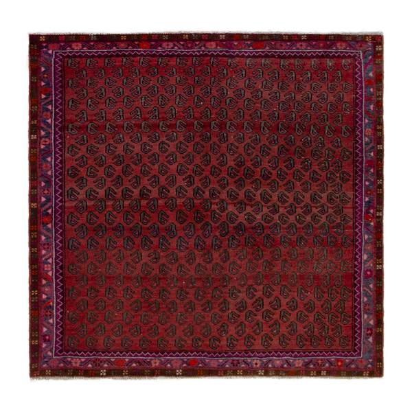 Persian Lori area rug in deep red and burgundy, 5'4" x 5'6"