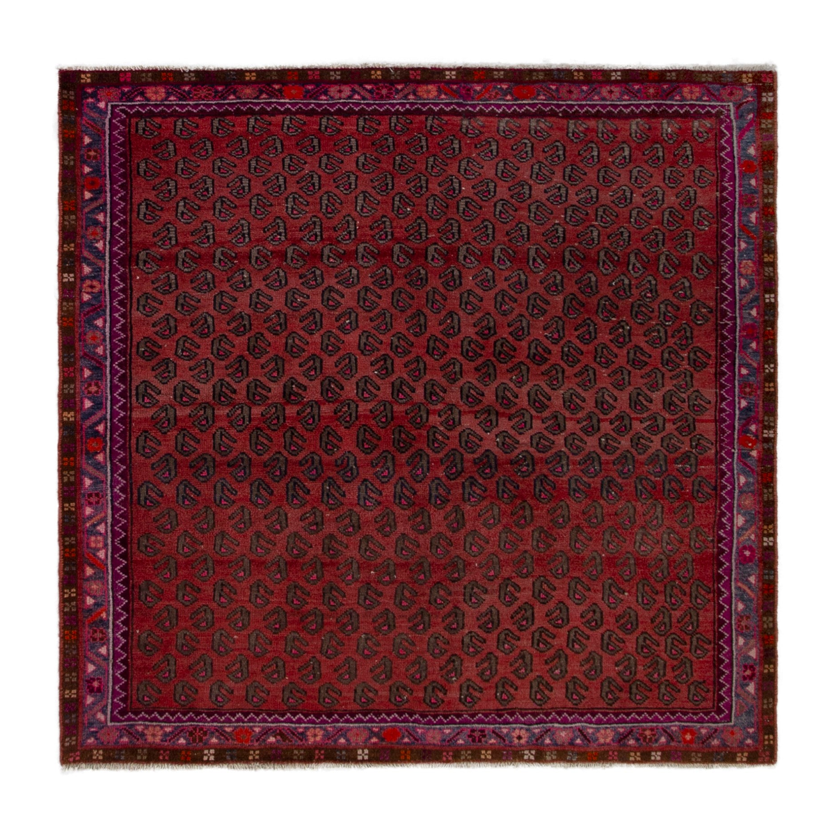 Persian Lori area rug in deep red and burgundy, 5'4" x 5'6"