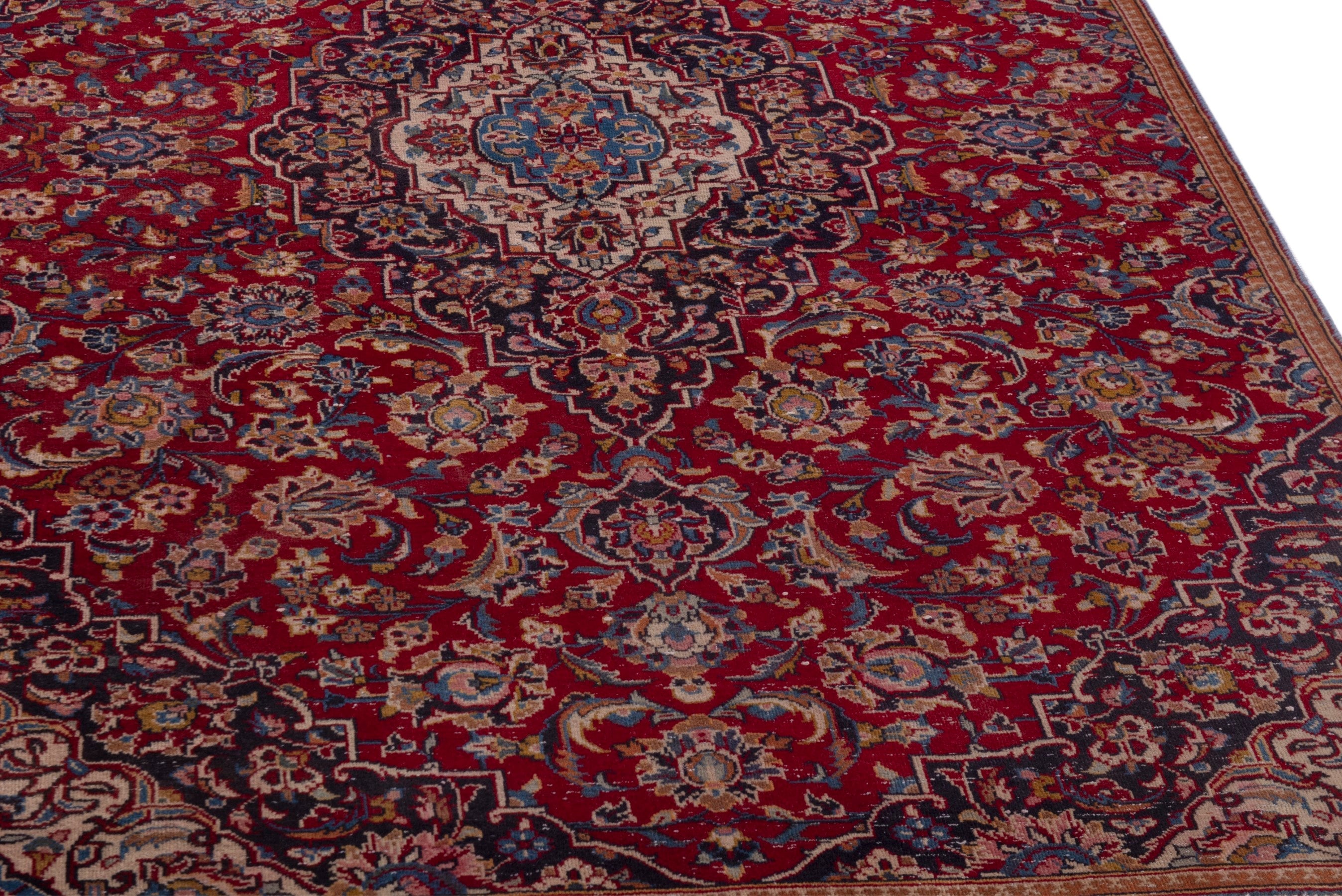 Persian Kashan area rug in deep red and walnut, view 10 of 20