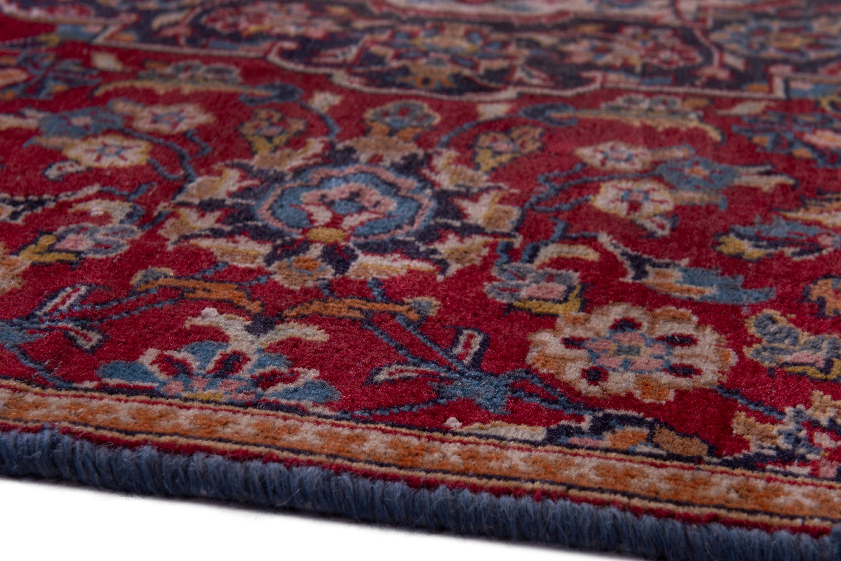 Persian Kashan area rug in deep red and walnut, view 11 of 20