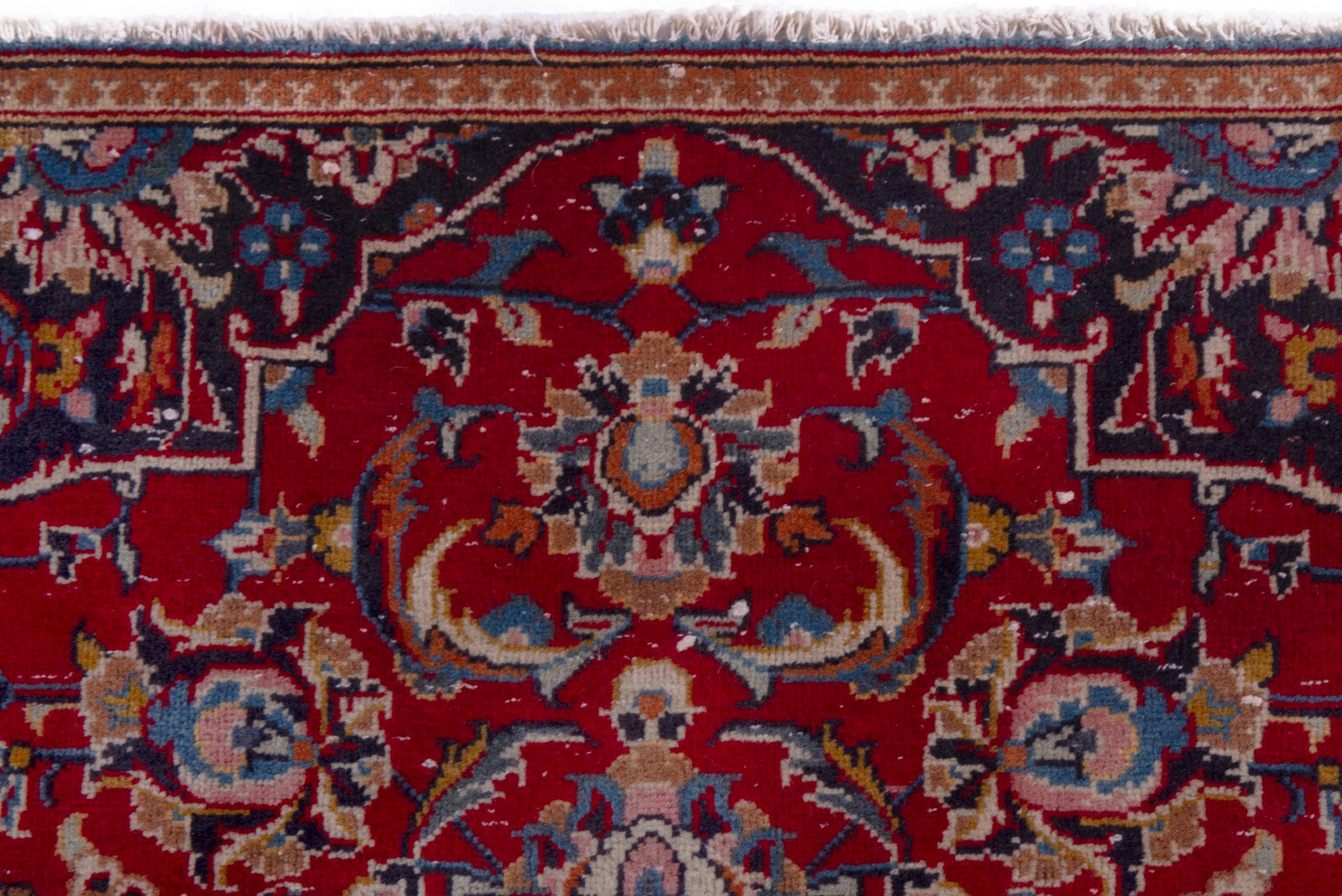 Persian Kashan area rug in deep red and walnut, view 14 of 20
