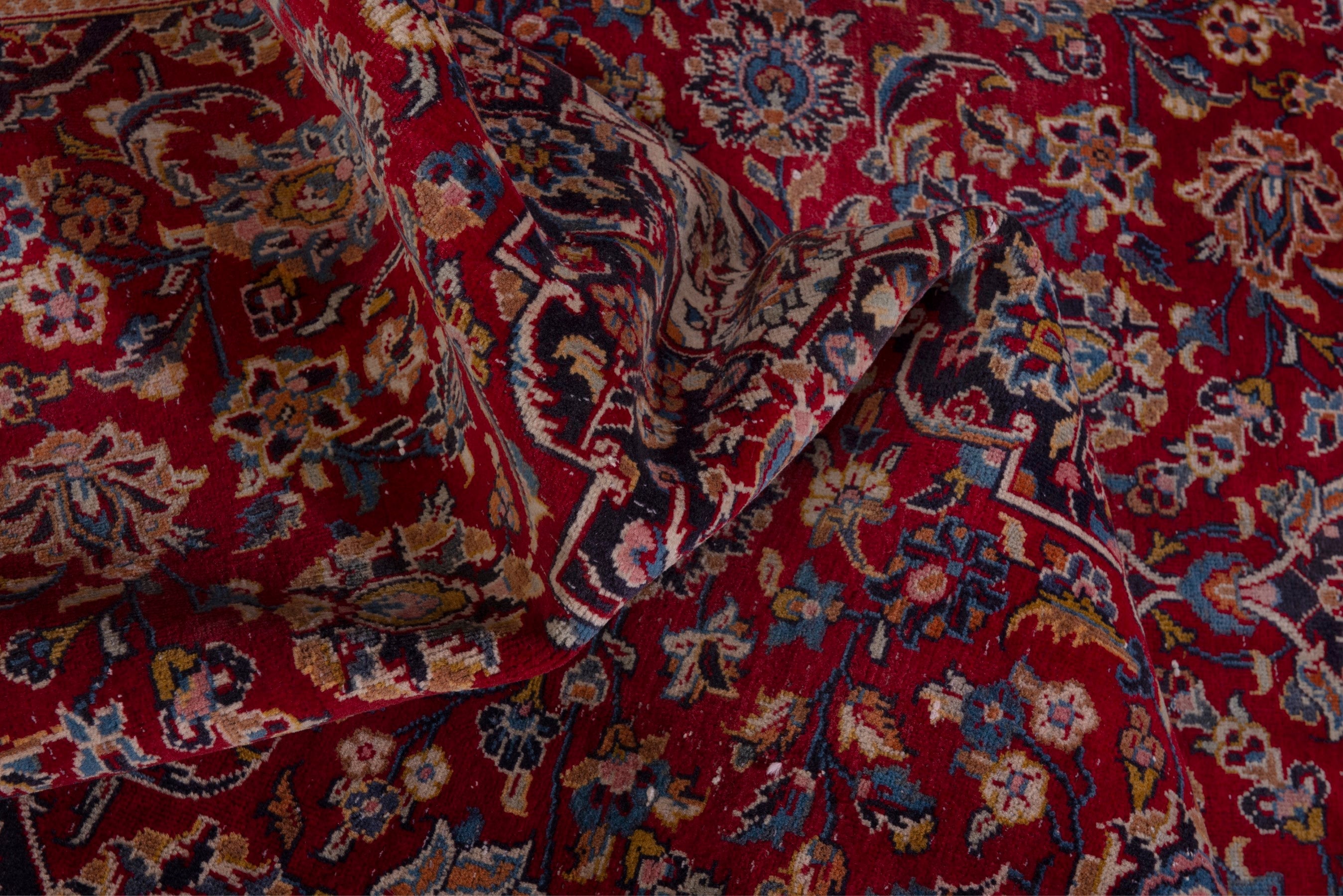 Persian Kashan area rug in deep red and walnut, view 17 of 20