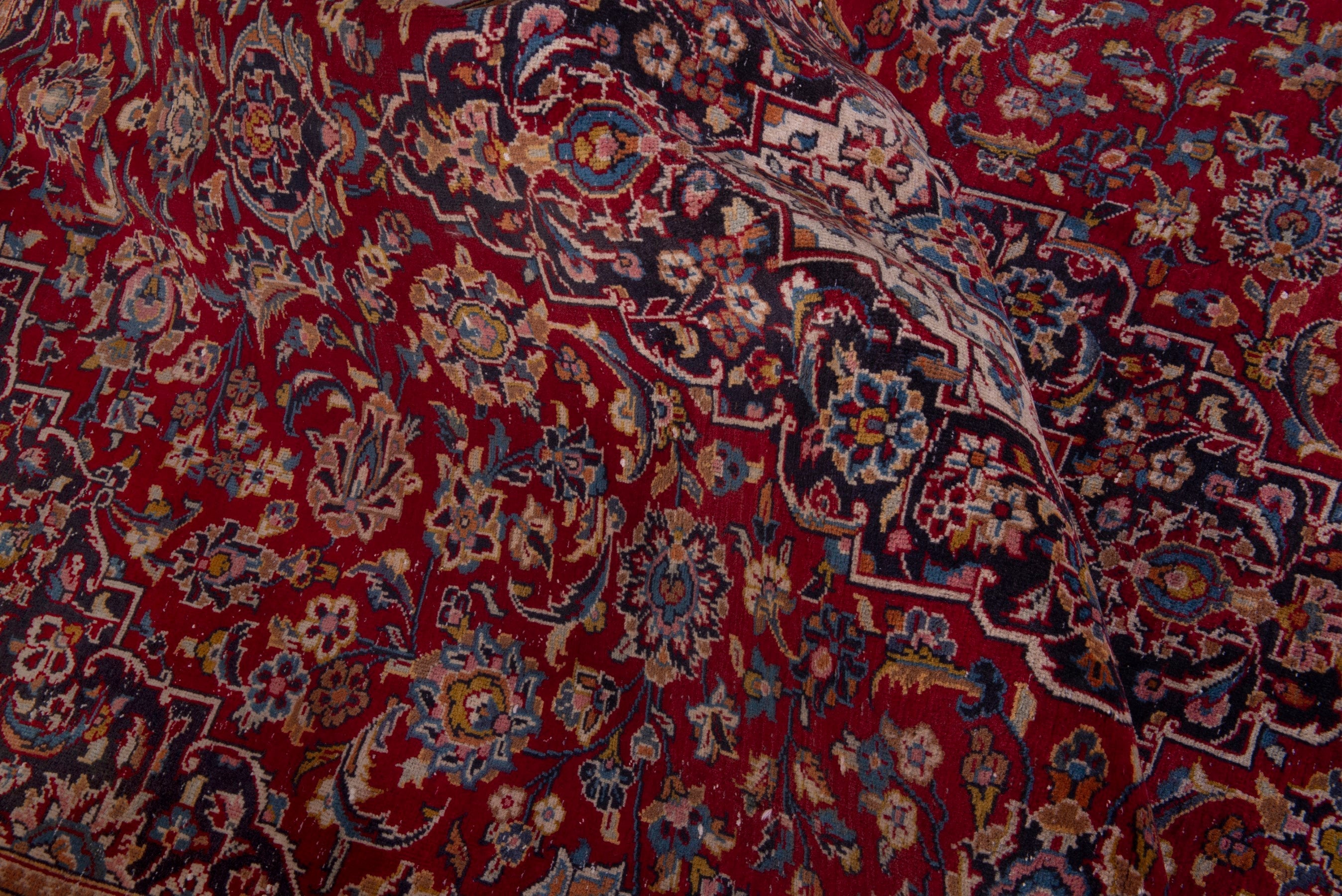 Persian Kashan area rug in deep red and walnut, view 19 of 20