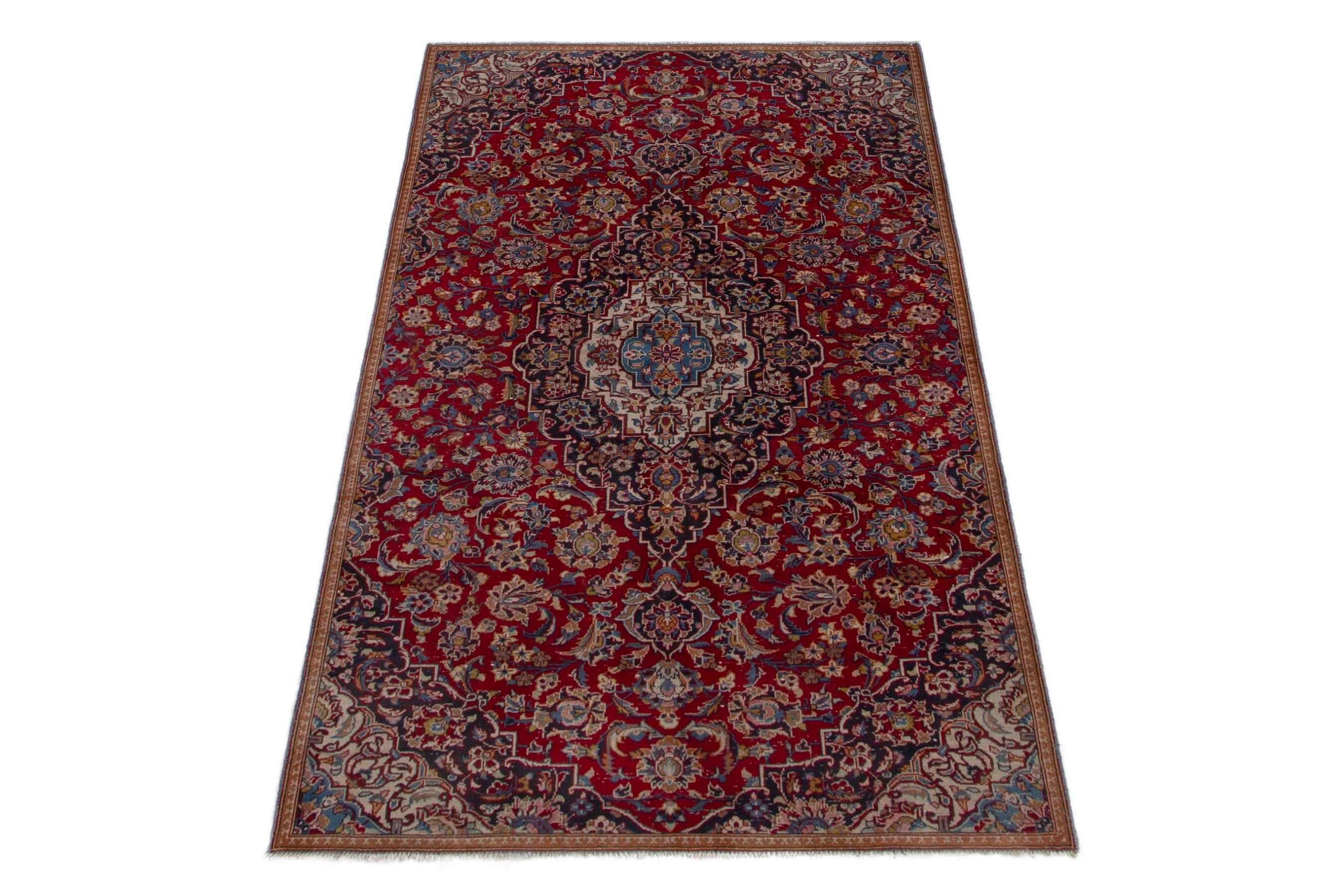 Persian Kashan area rug in deep red and walnut, view 2 of 20