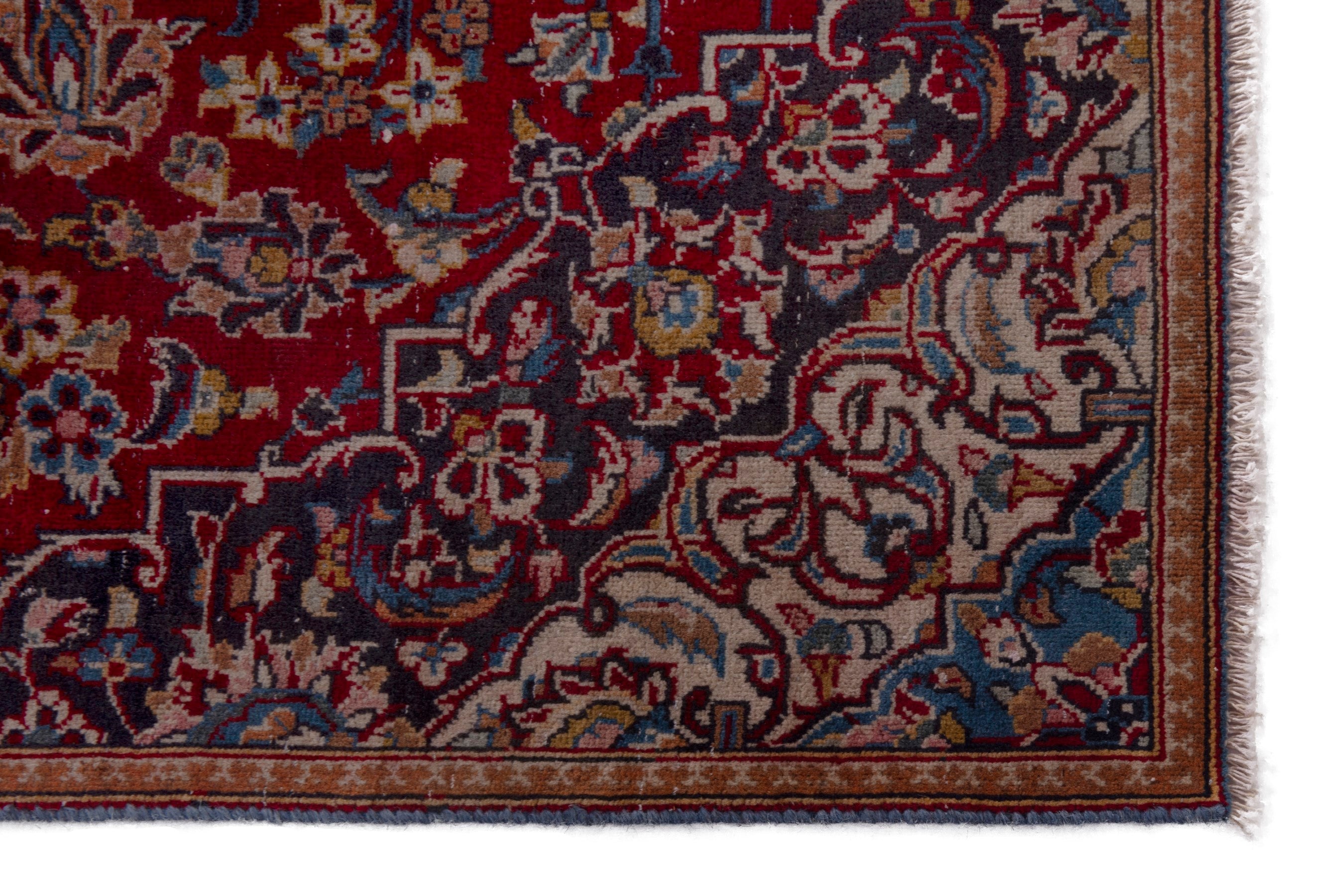 Persian Kashan area rug in deep red and walnut, view 5 of 20