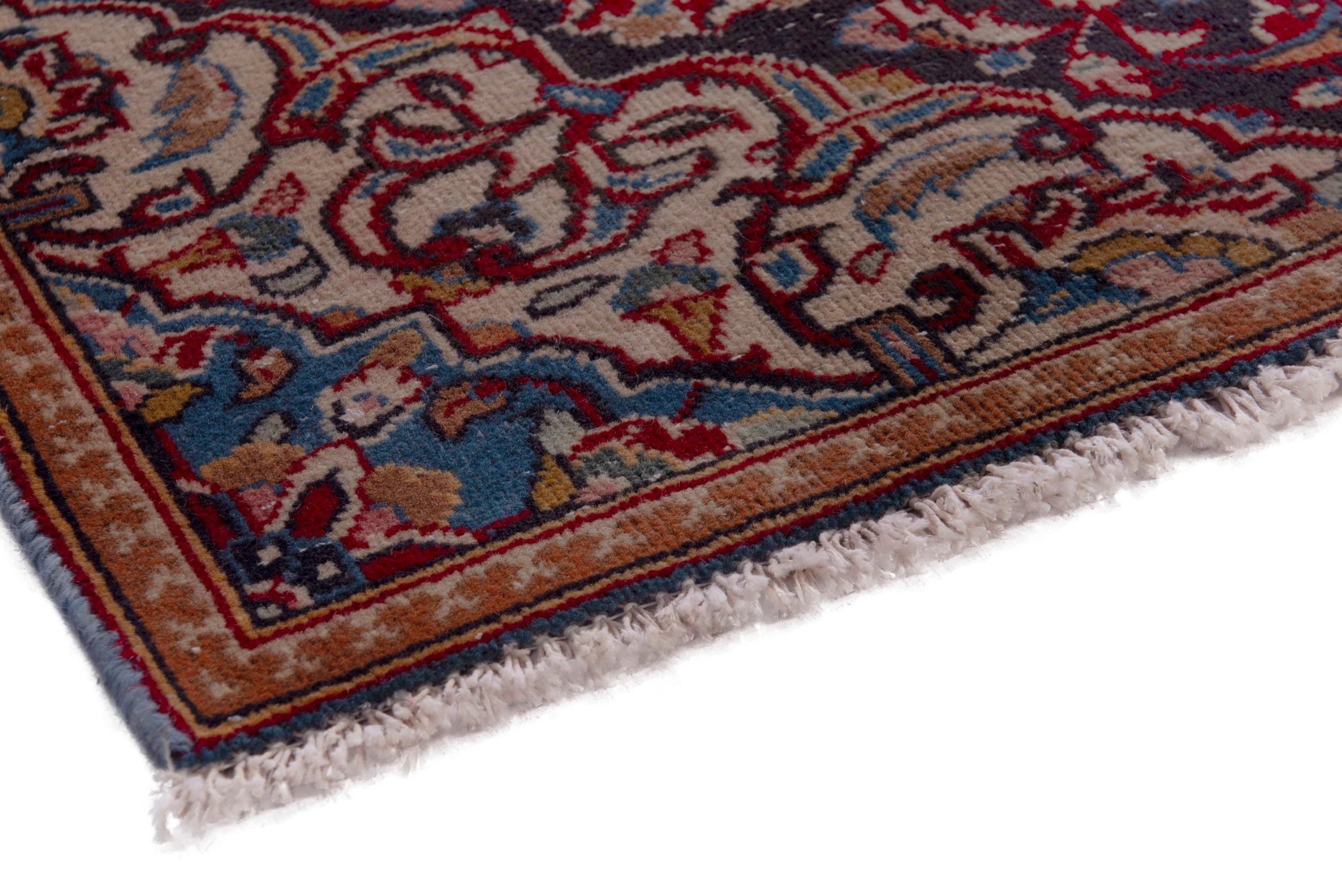 Persian Kashan area rug in deep red and walnut, view 6 of 20