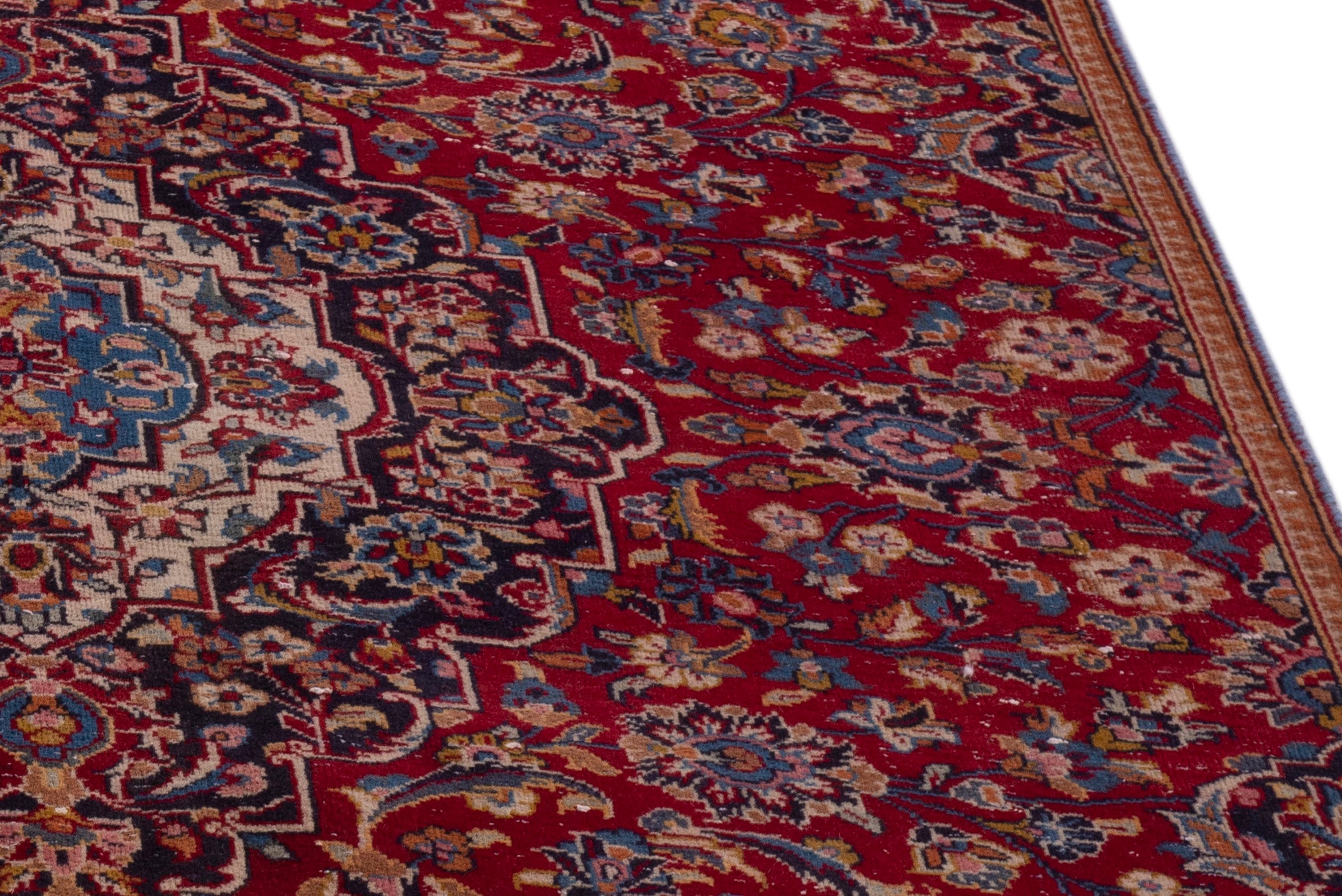 Persian Kashan area rug in deep red and walnut, view 7 of 20