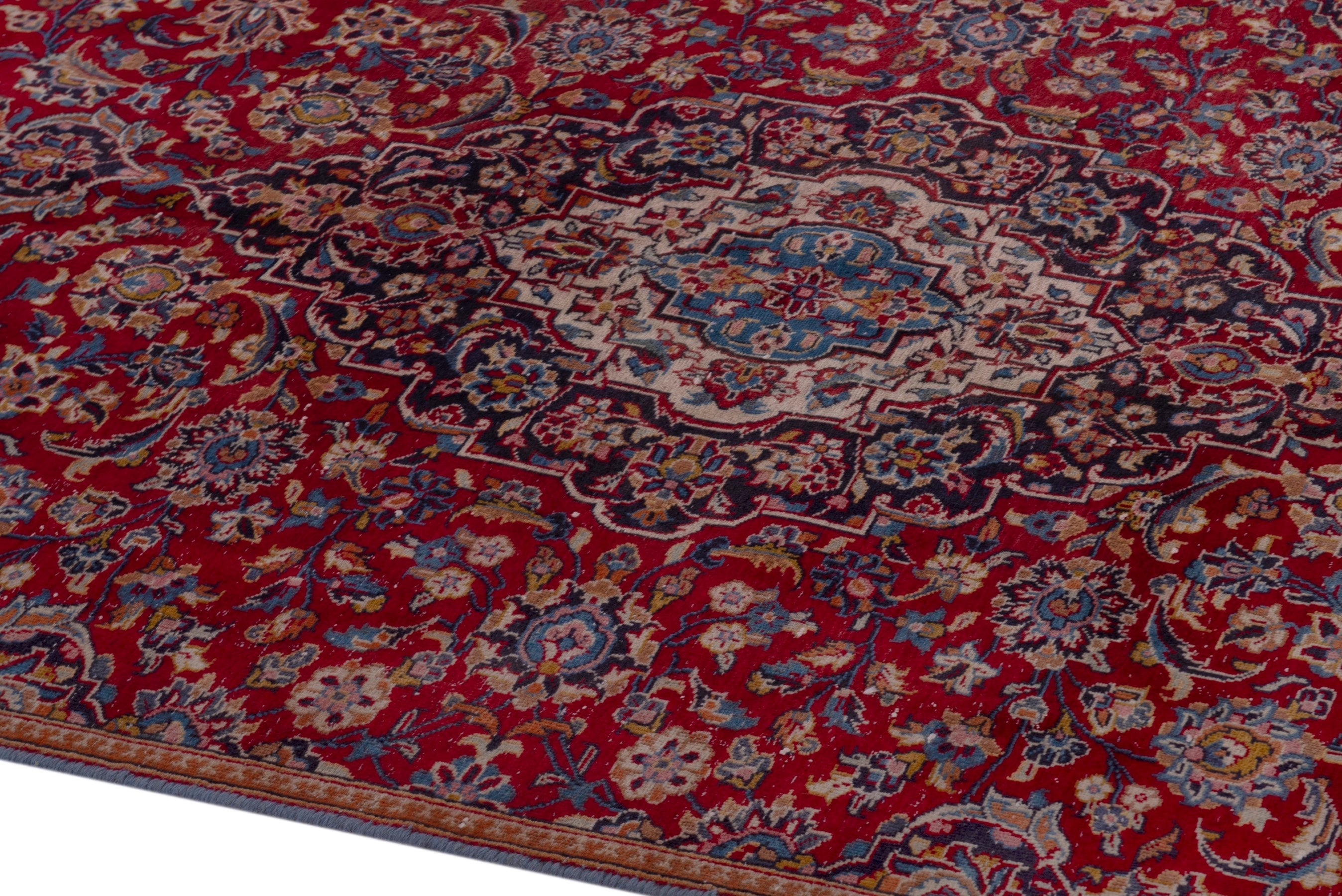 Persian Kashan area rug in deep red and walnut, view 8 of 20