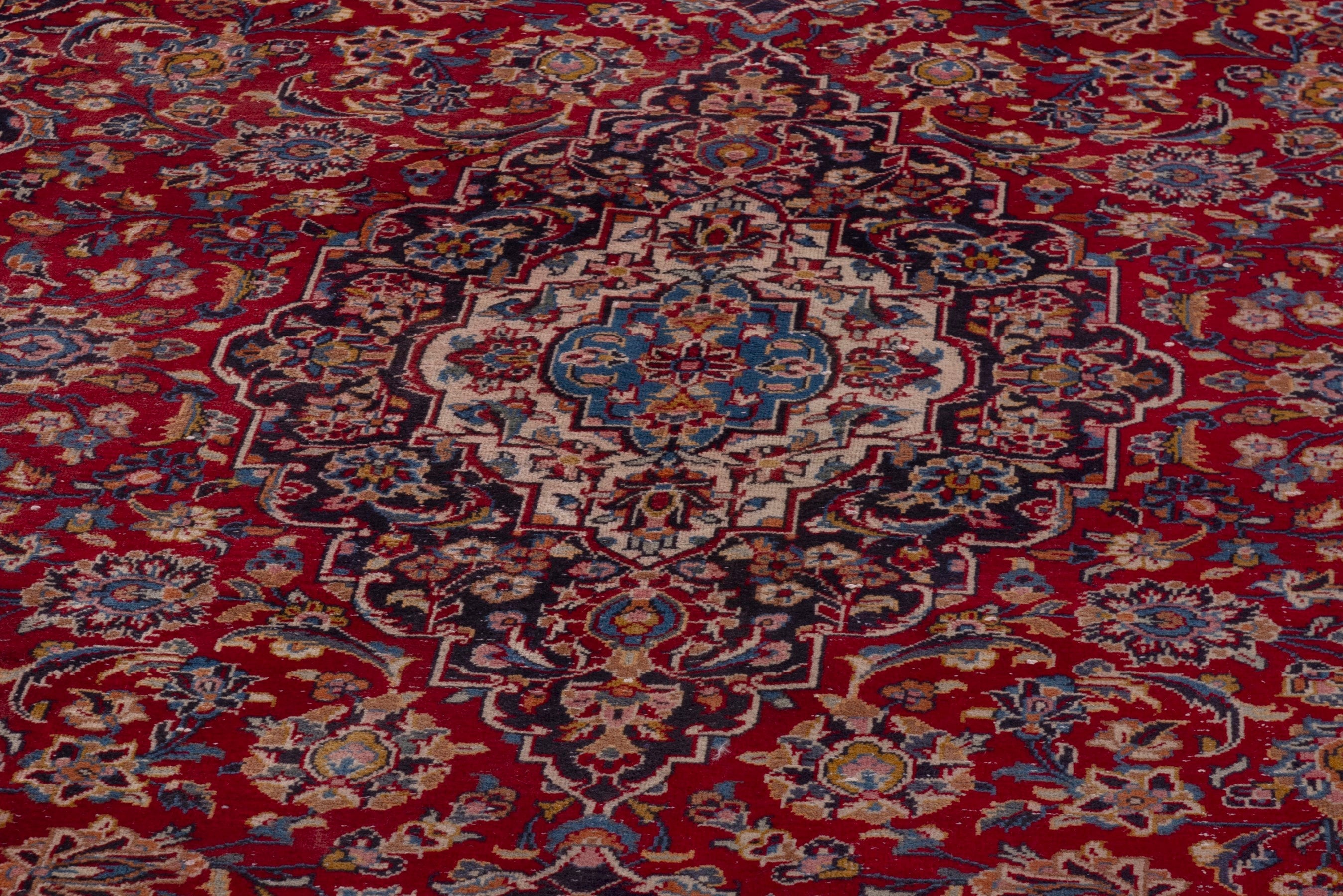 Persian Kashan area rug in deep red and walnut, view 9 of 20