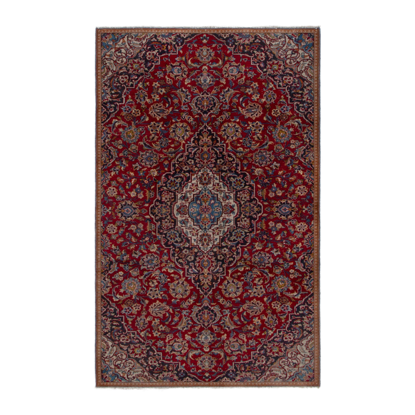Persian Kashan area rug in deep red and walnut, 4'3" x 7'7"