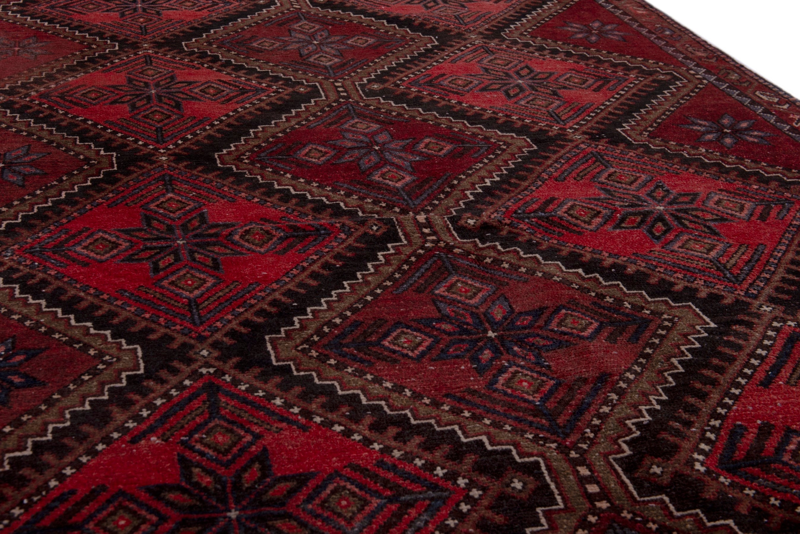 Persian Hamedan area rug in deep red and burgundy, view 10 of 19