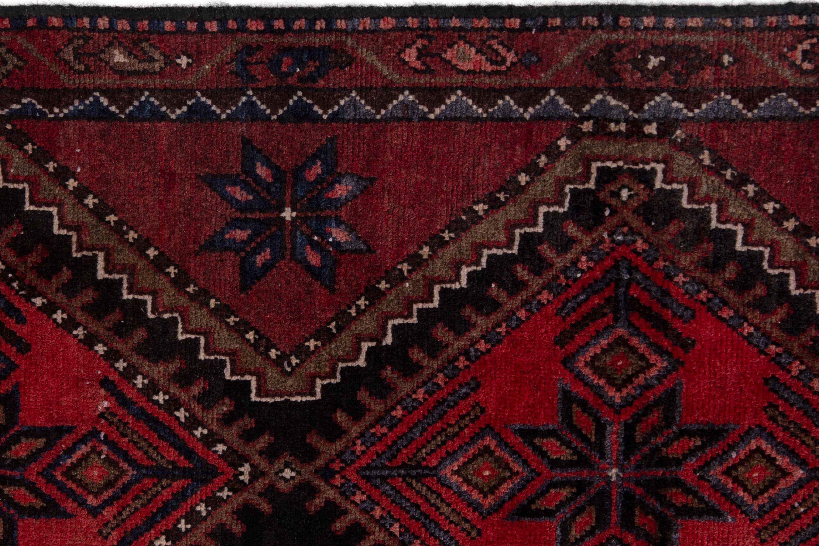 Persian Hamedan area rug in deep red and burgundy, view 12 of 19