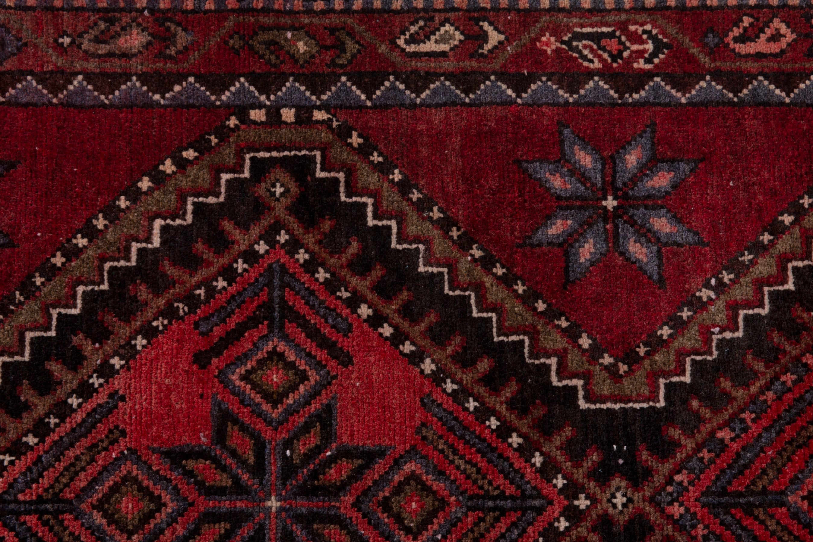 Persian Hamedan area rug in deep red and burgundy, view 15 of 19