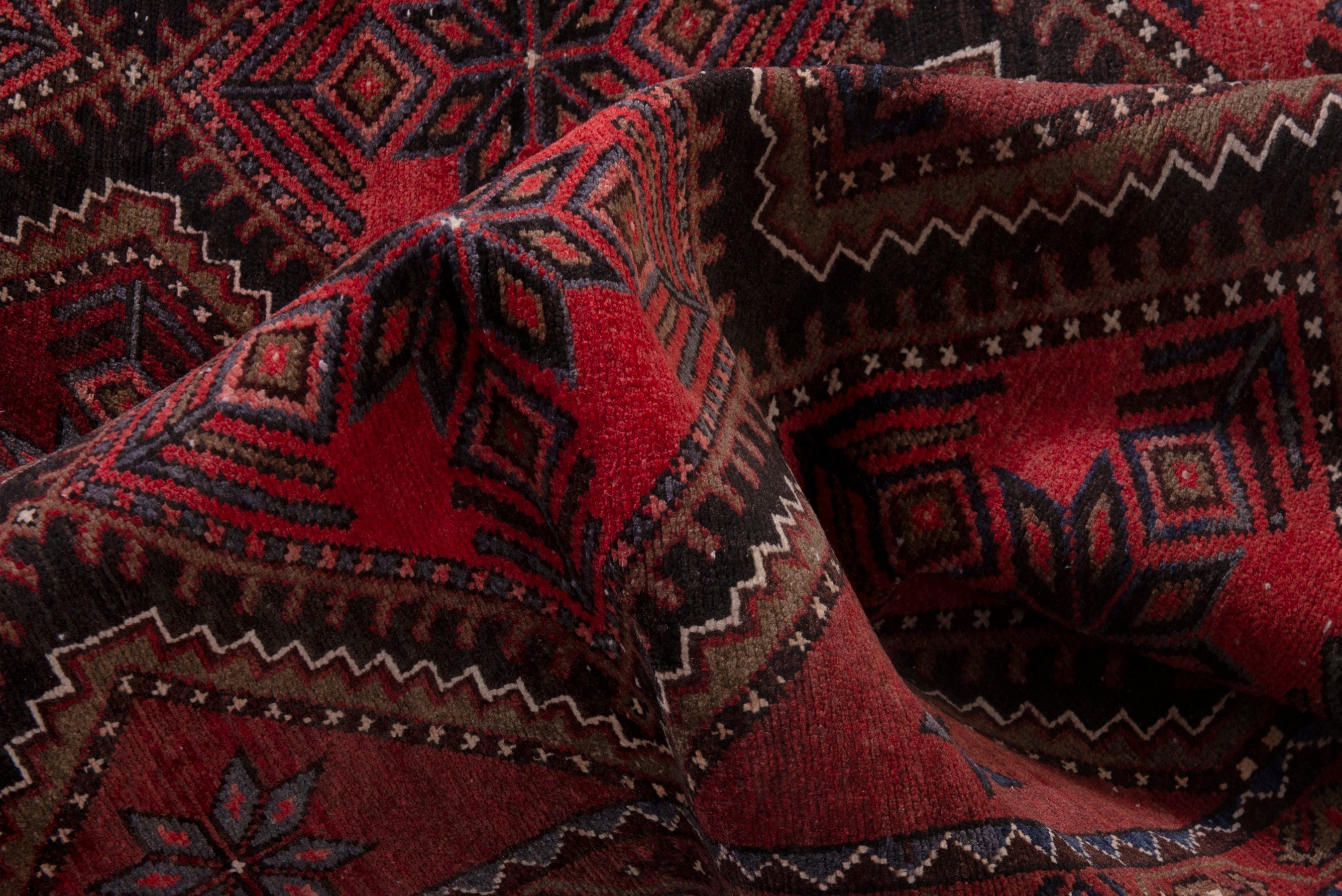 Persian Hamedan area rug in deep red and burgundy, view 17 of 19