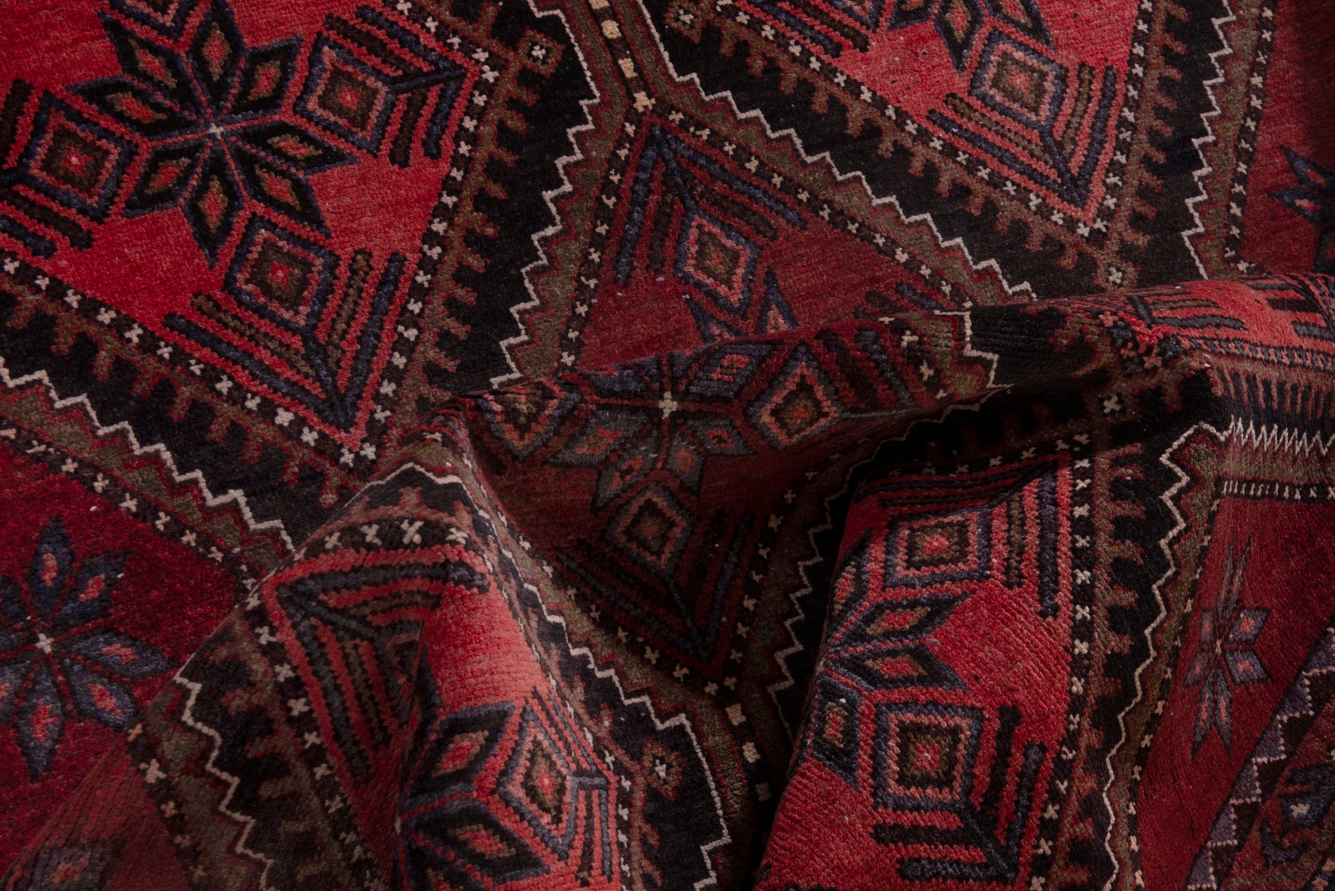Persian Hamedan area rug in deep red and burgundy, view 18 of 19