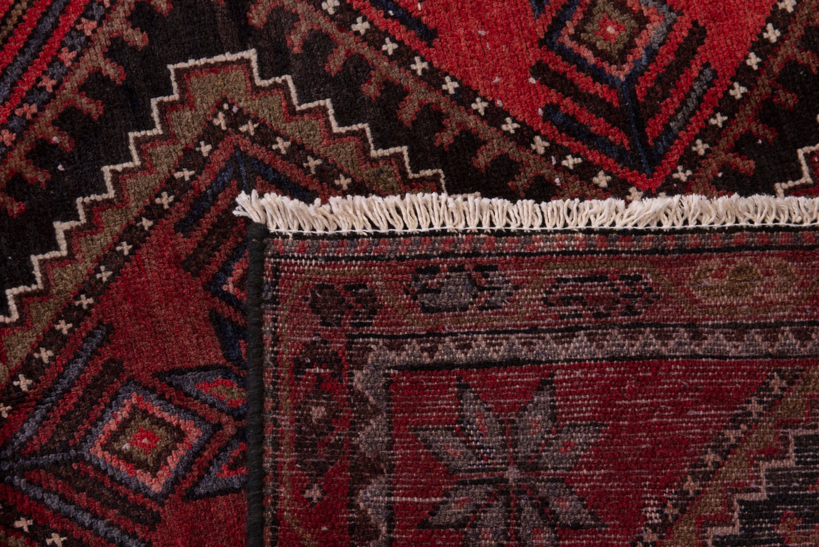 Persian Hamedan area rug in deep red and burgundy, view 19 of 19