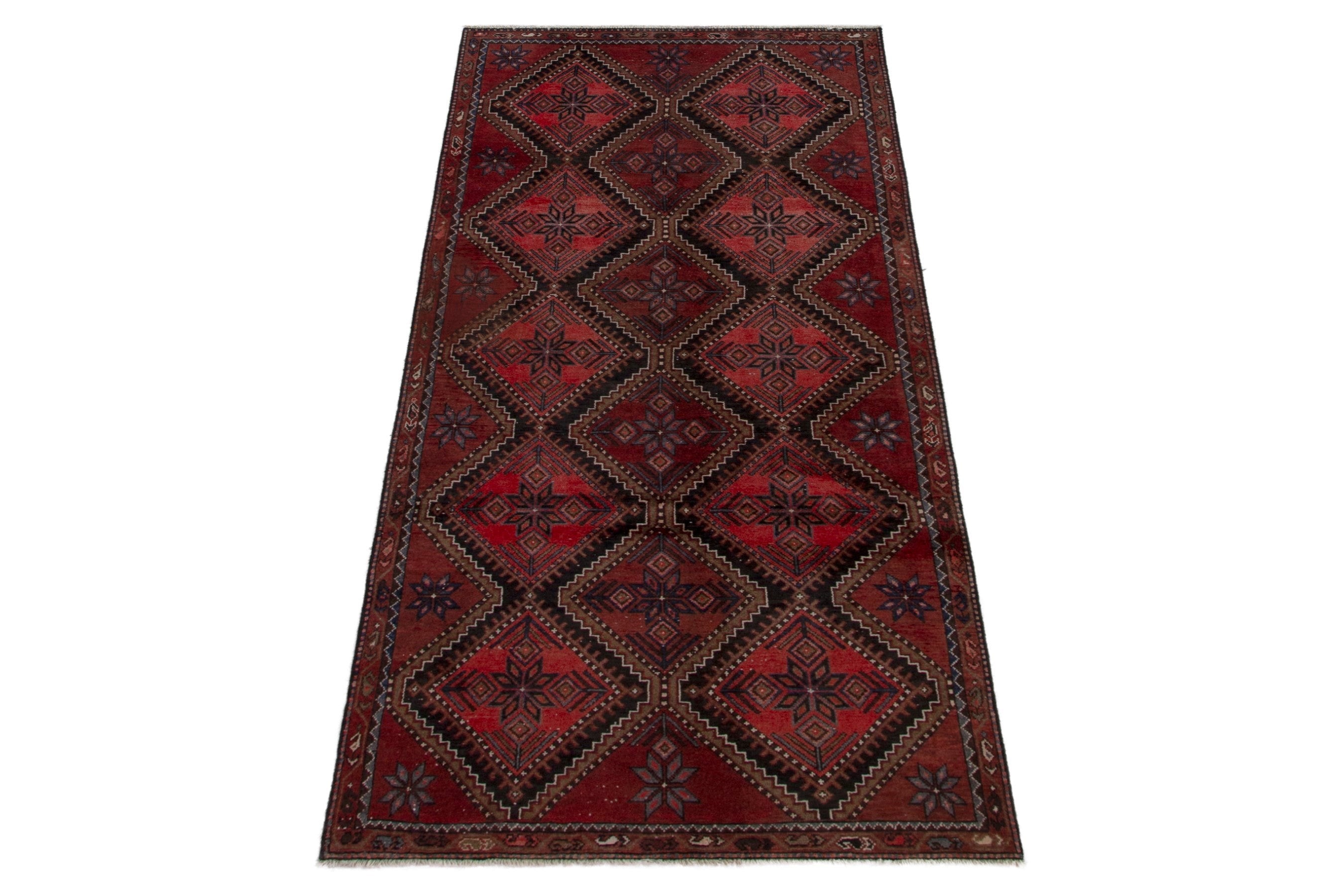 Persian Hamedan area rug in deep red and burgundy, view 2 of 19