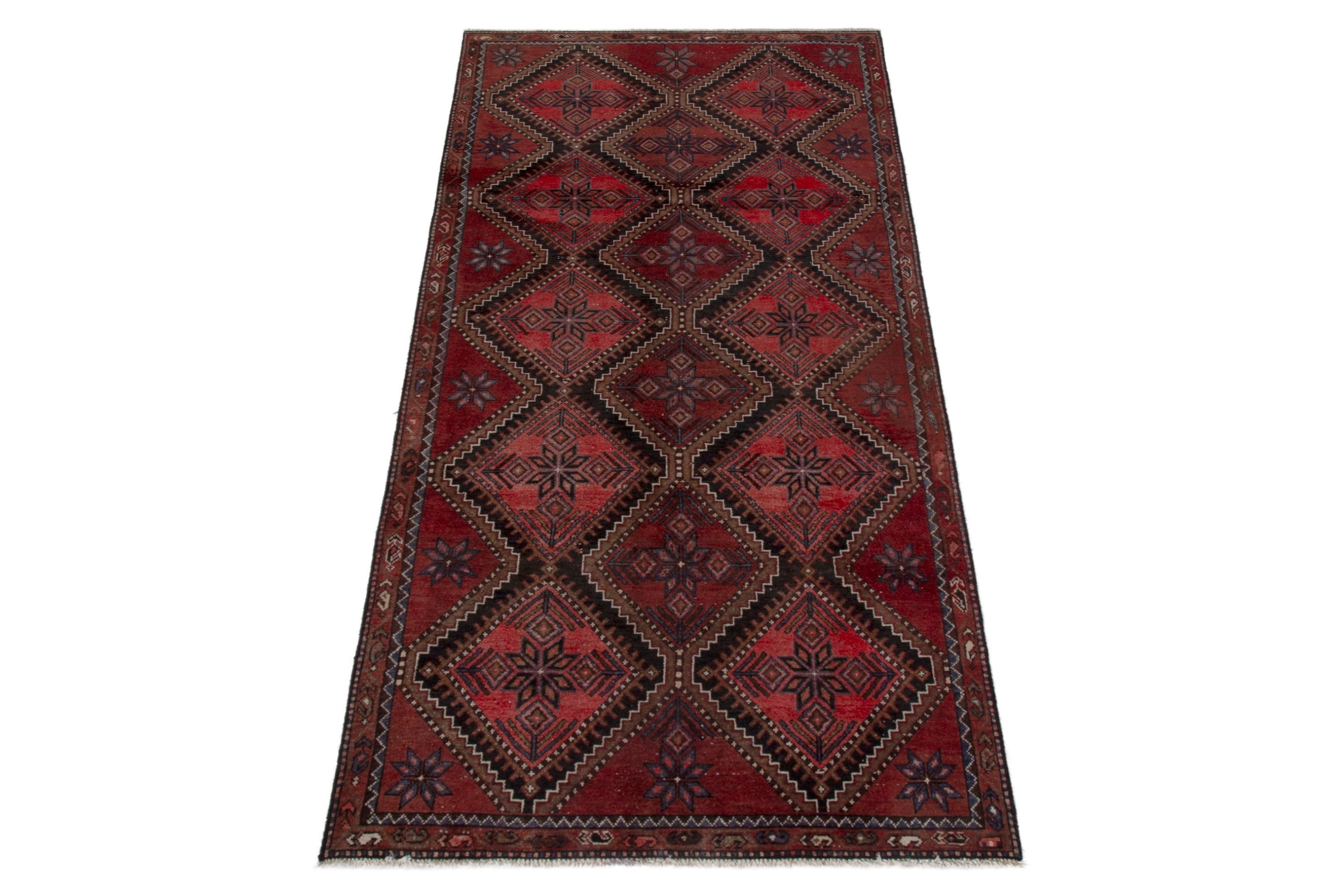 Persian Hamedan area rug in deep red and burgundy, view 3 of 19