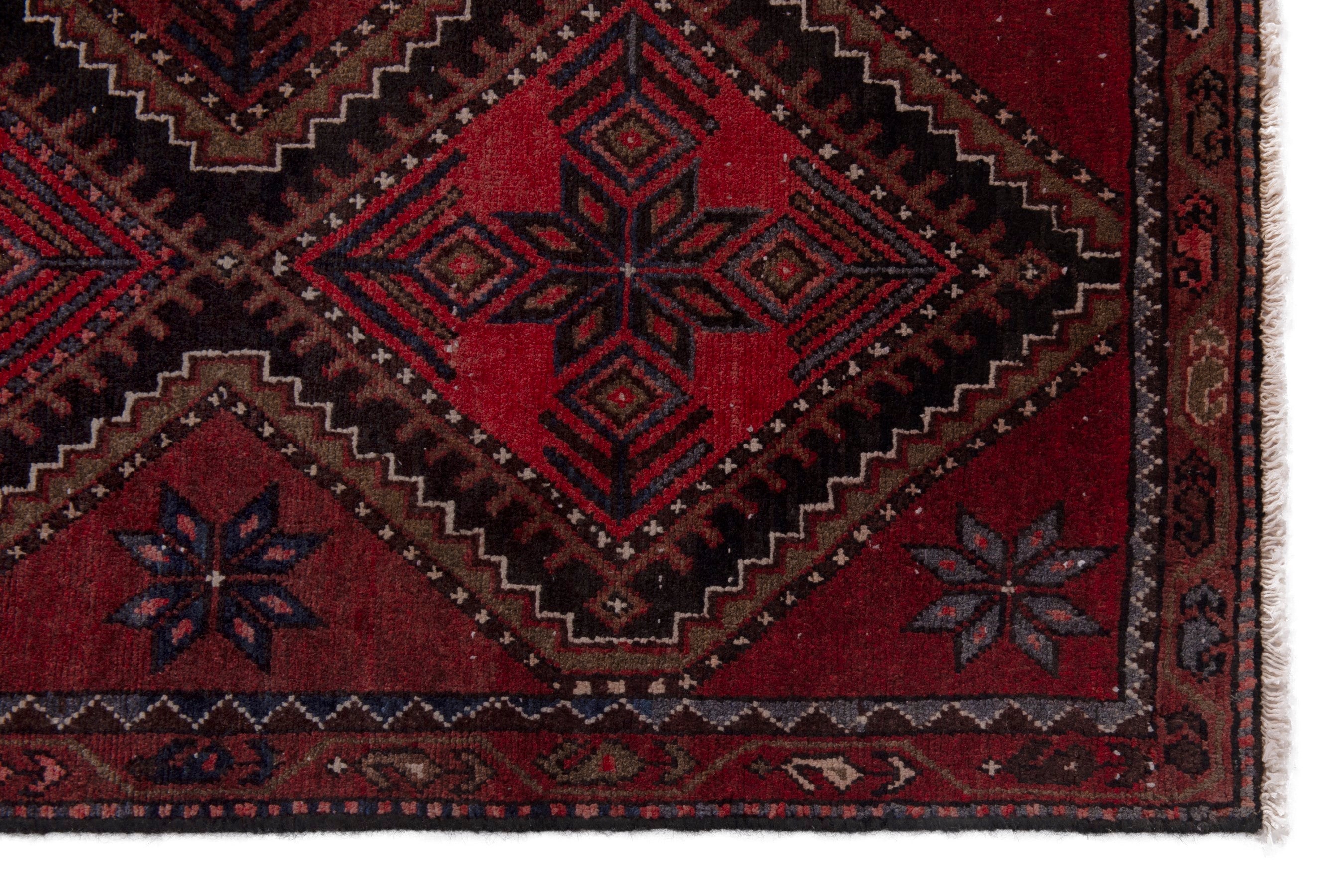 Persian Hamedan area rug in deep red and burgundy, view 5 of 19