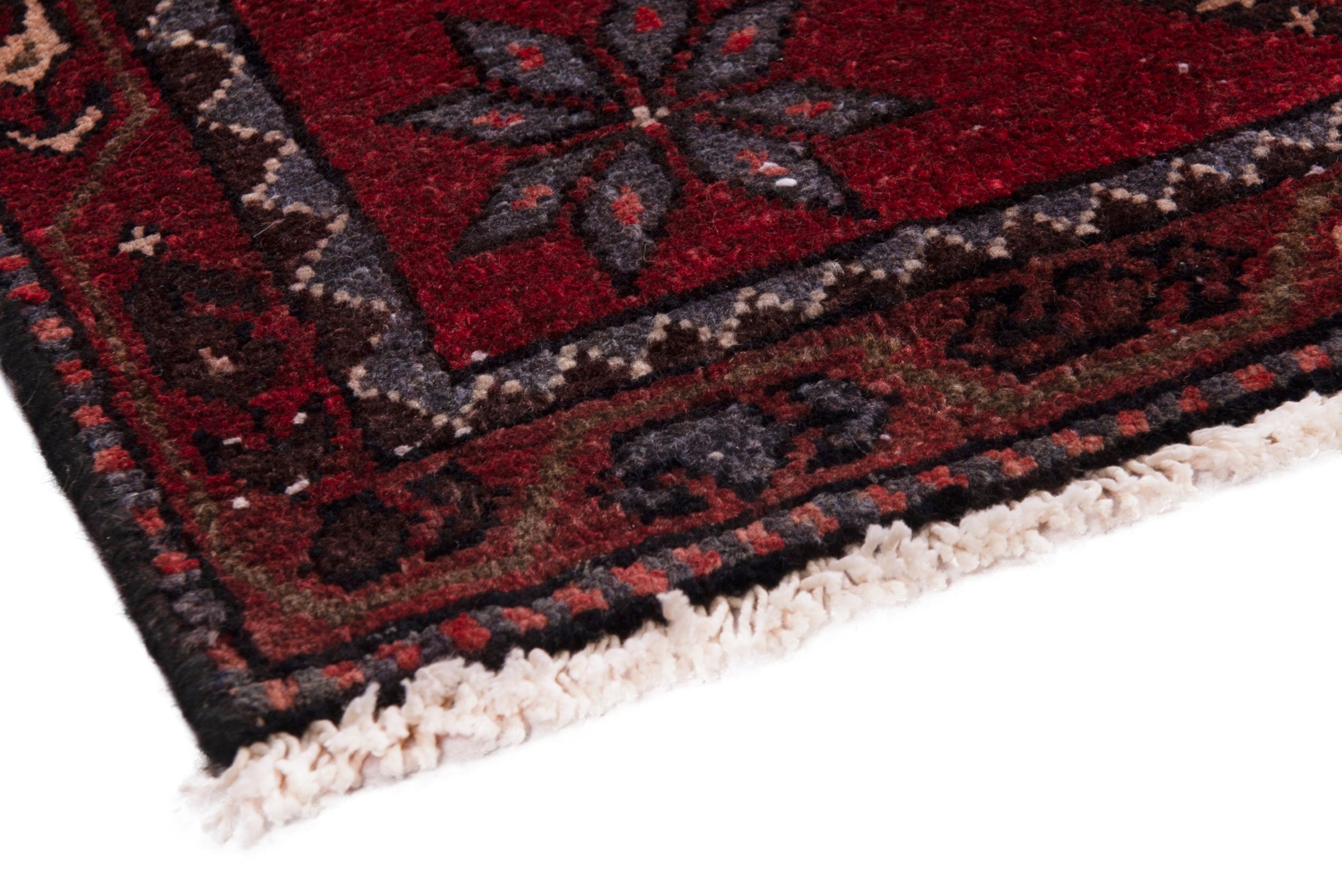Persian Hamedan area rug in deep red and burgundy, view 6 of 19