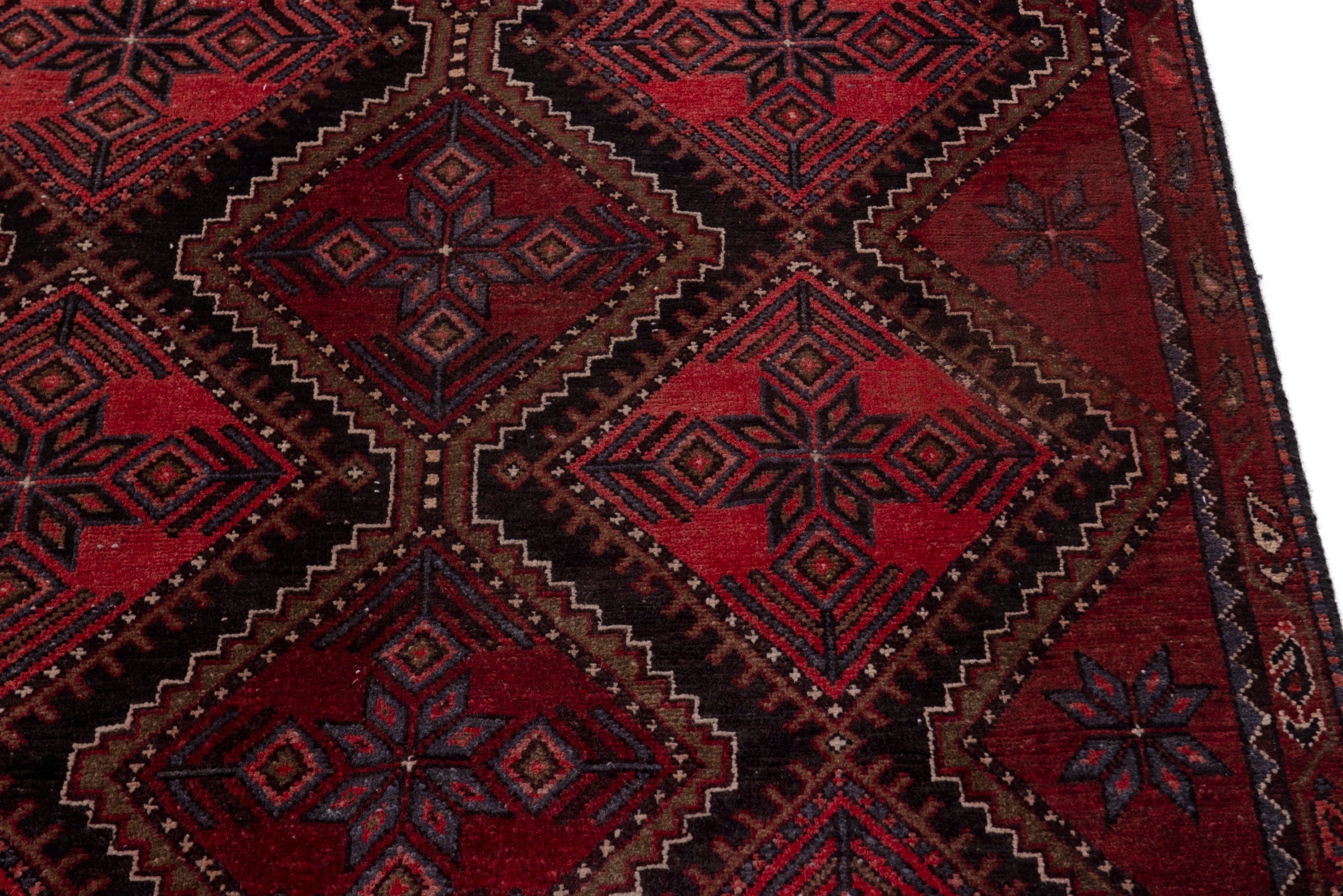 Persian Hamedan area rug in deep red and burgundy, view 7 of 19
