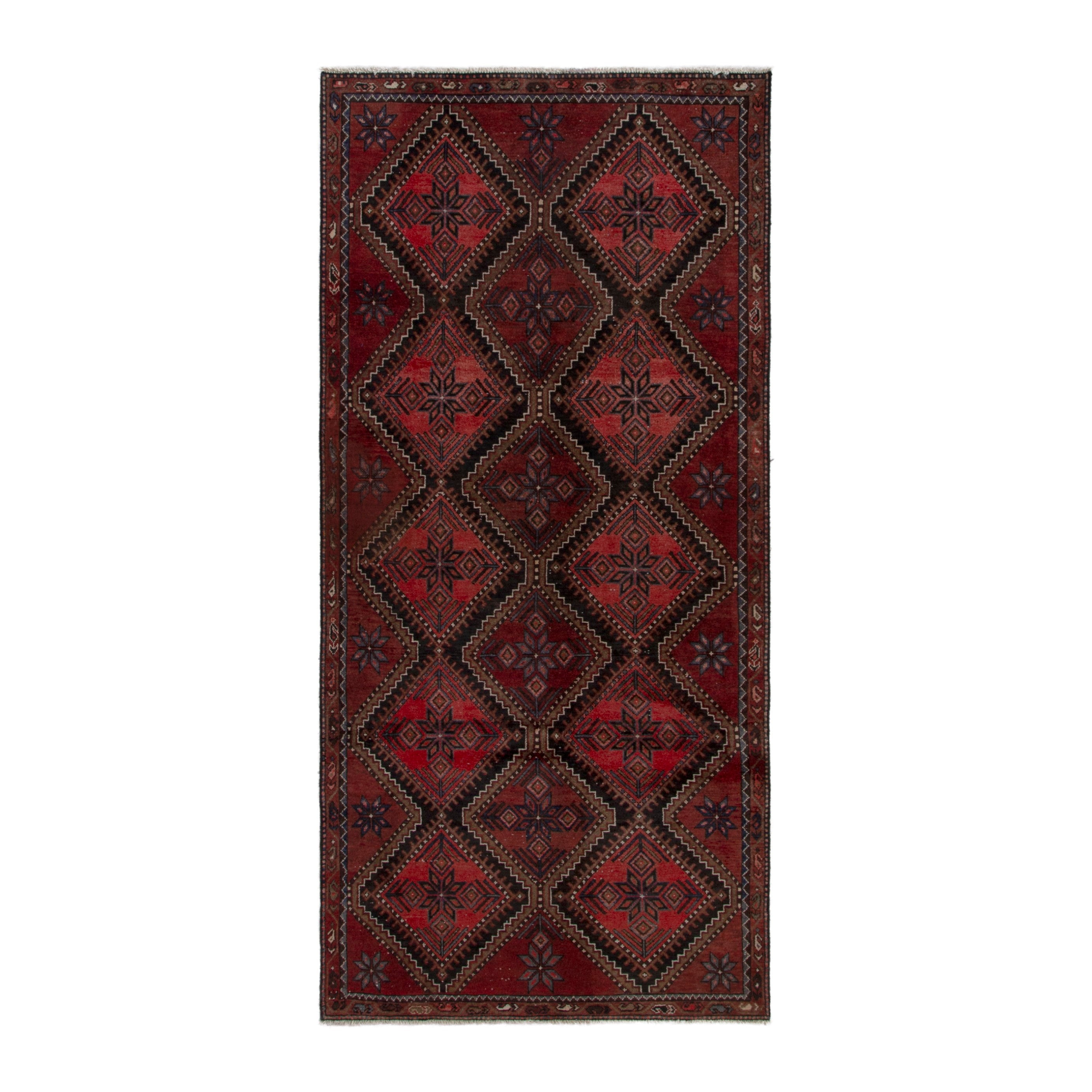 Persian Hamedan area rug in deep red and burgundy, 4'1" x 8'8"