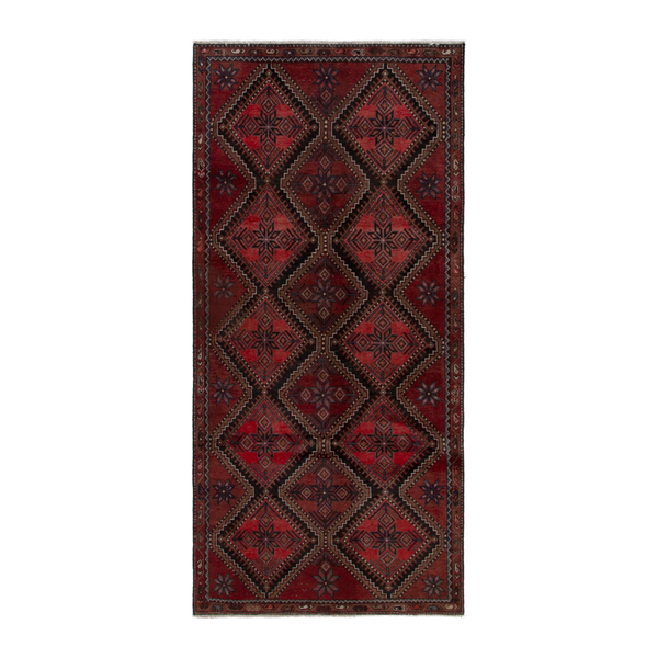 Persian Hamedan area rug in deep red and burgundy, 4'1" x 8'8"