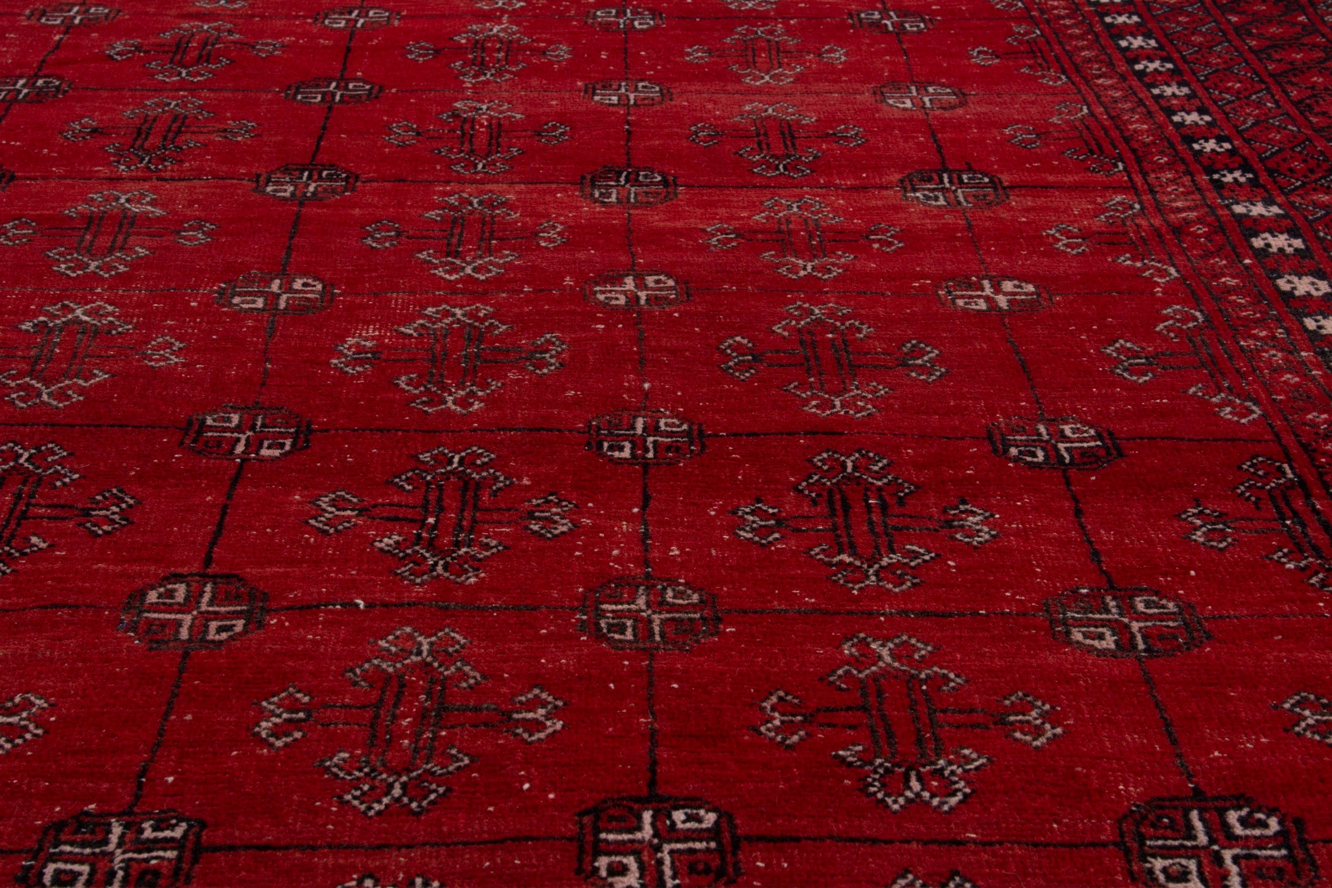 Persian Torkaman area rug in deep red and burgundy, view 10 of 19
